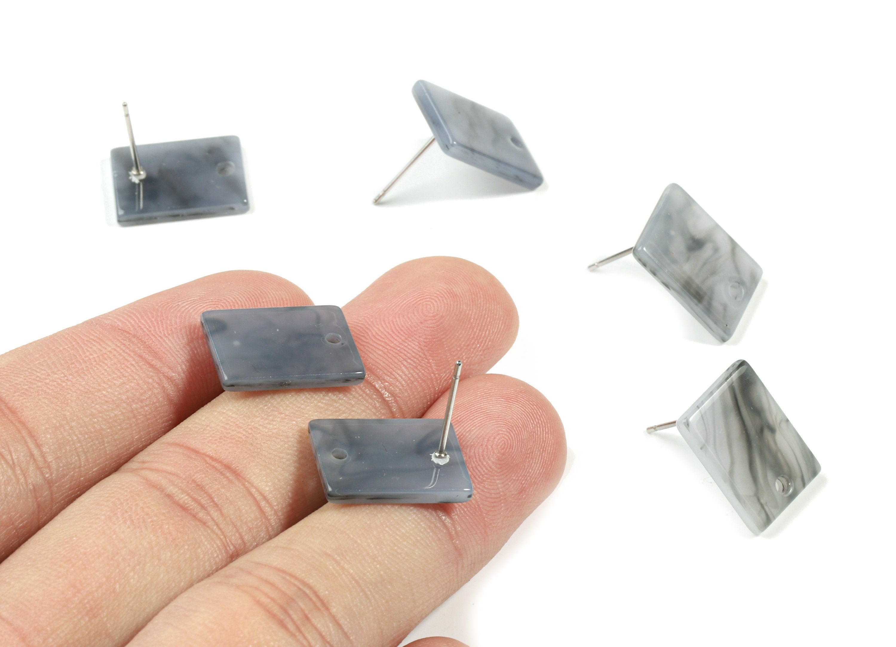 Acetate Rectangle Earring Stud - Rectangle Earring Post - Surgical Stud - Jewelry Supplies - Color Code: A155 - 15.5x11.8x2mm - AC1663-A155 - DOMEDBAZAAR