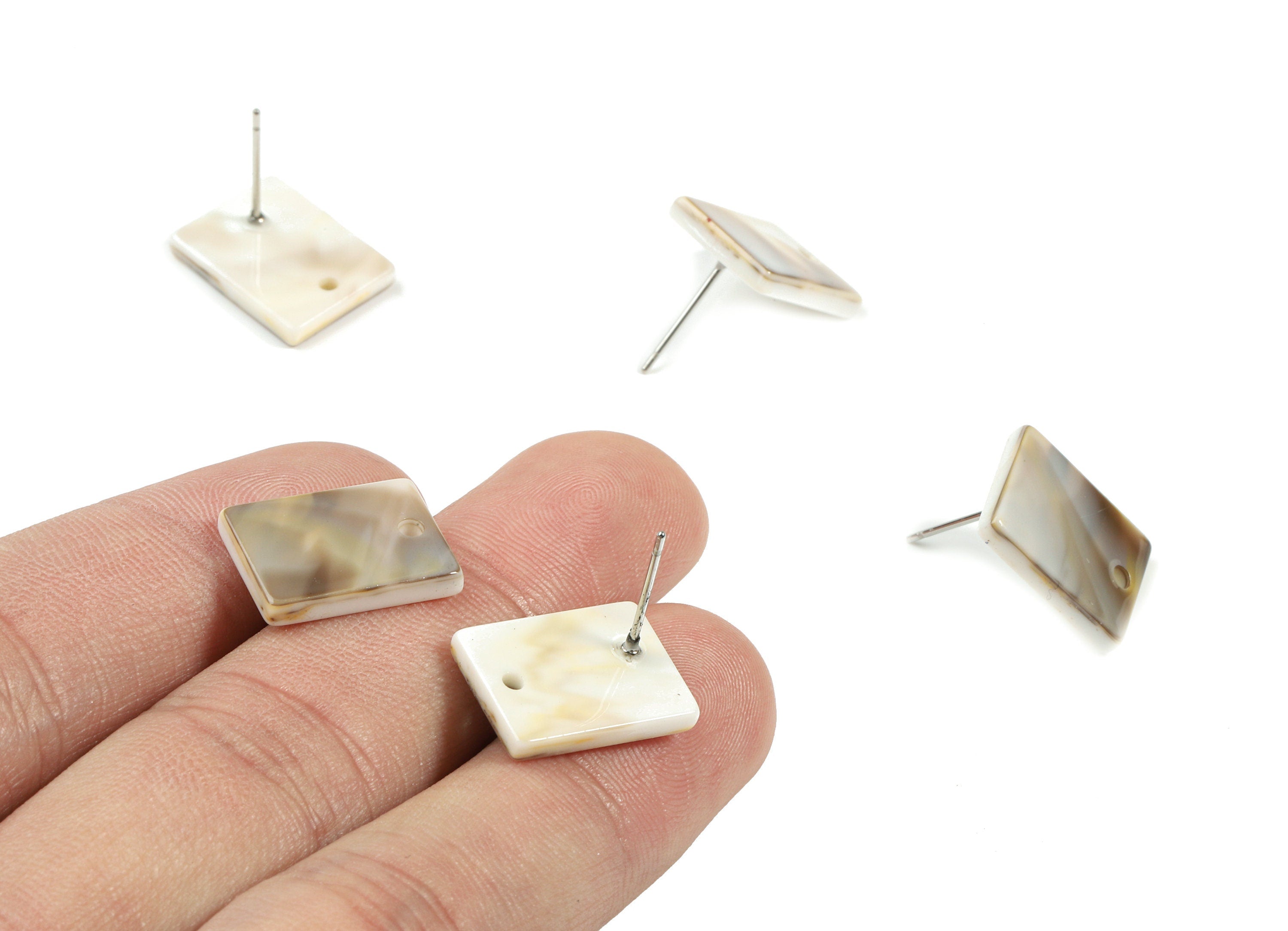 Acetate Rectangle Earring Stud - Rectangle Earring Post - Surgical Stud - Jewelry Supplies - Color Code: A452 - 15.5x12x2.5mm - AC1663-A452 - DOMEDBAZAAR
