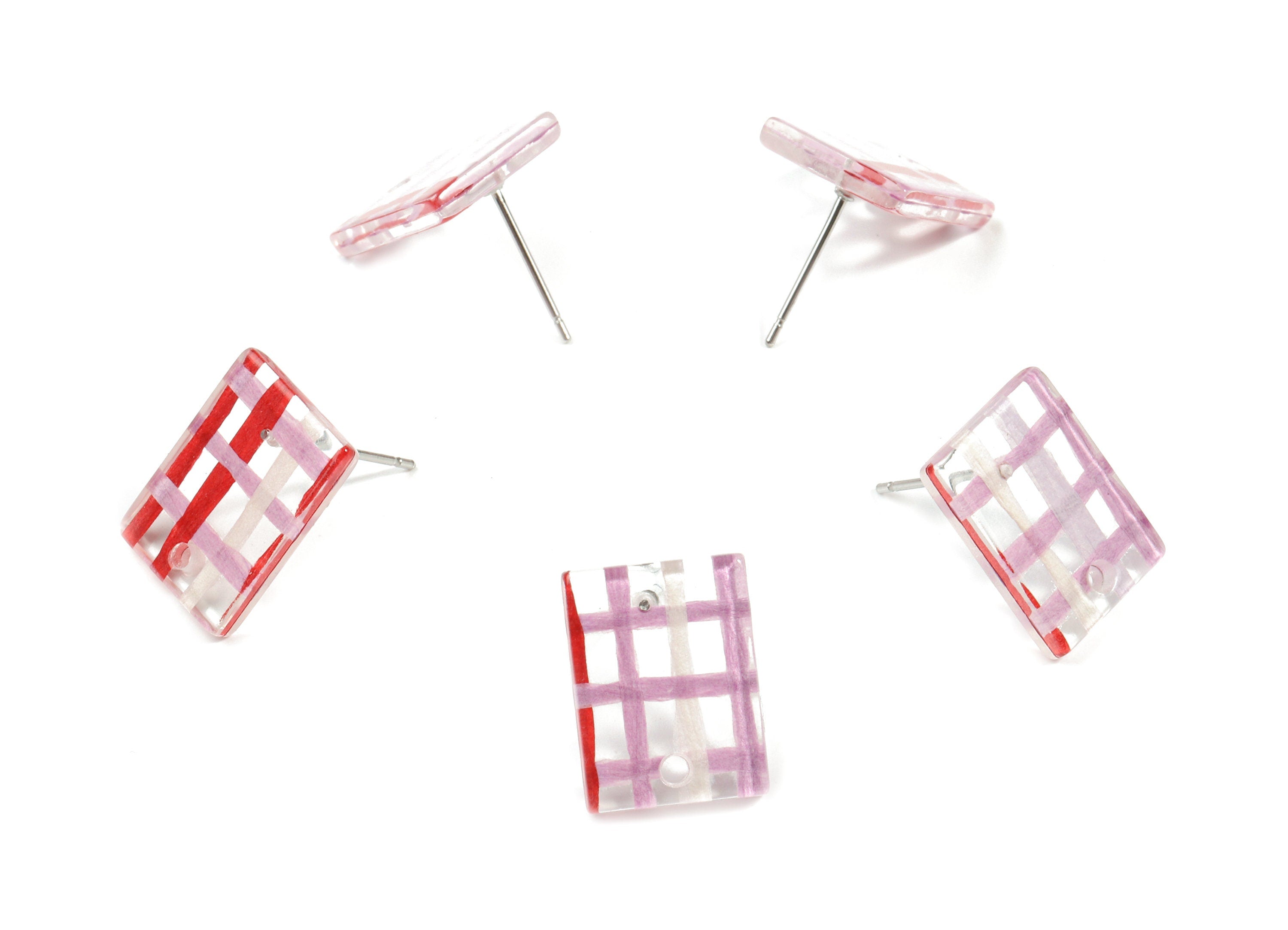 Acrylic Rectangle Earring Stud - Rectangle Earring Post - Surgical Stud - Jewelry Supplies - Color Code: A453 - 15.5x12x2.3mm - AC1663-A453 - DOMEDBAZAAR