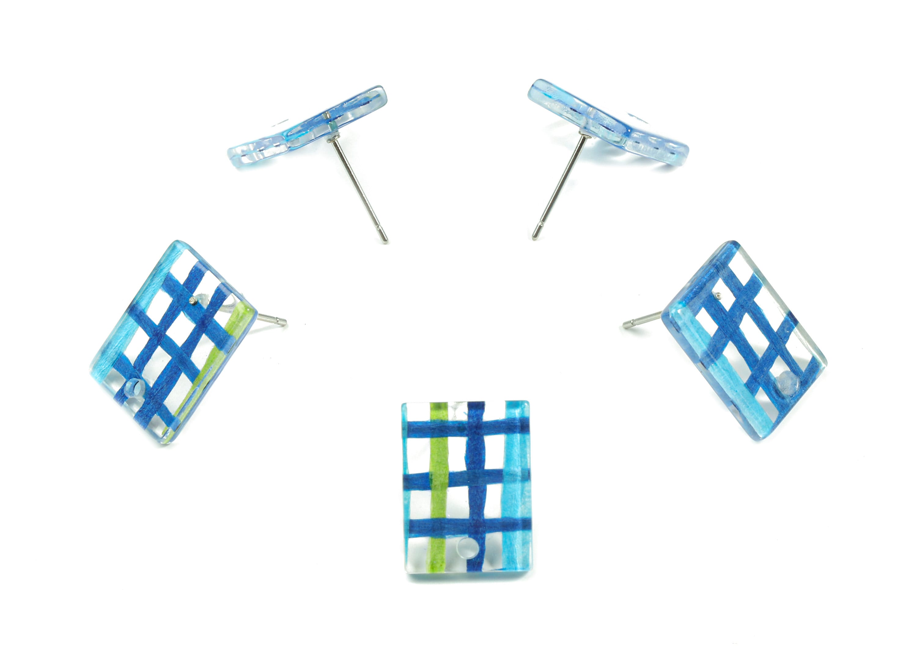 Acrylic Rectangle Earring Stud - Rectangle Earring Post - Surgical Stud - Jewelry Supplies - Color Code: A454 - 15.59x12x2.6mm - AC1663-A454 - DOMEDBAZAAR