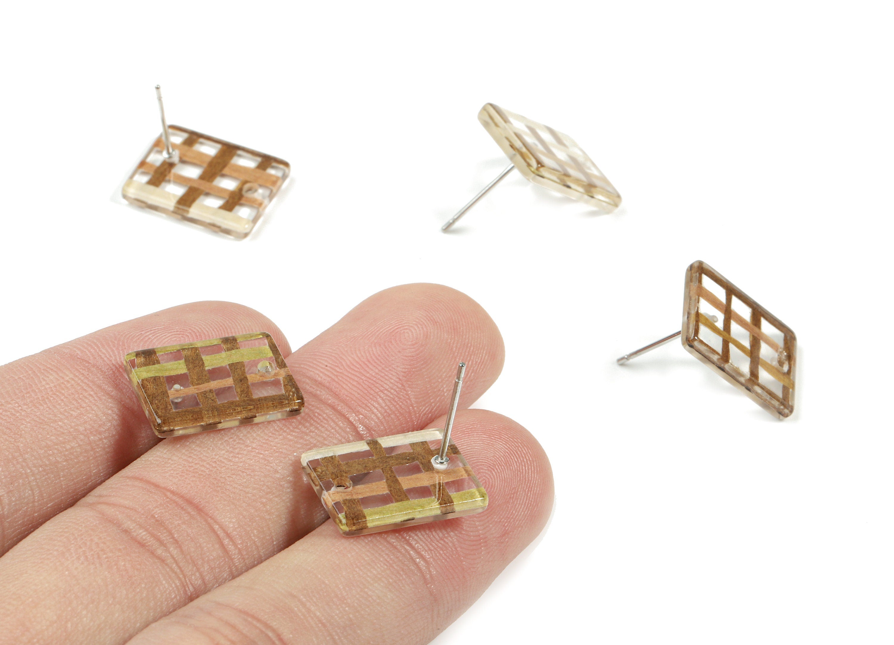 Acrylic Rectangle Earring Stud - Rectangle Earring Post - Surgical Stud - Jewelry Supplies - Color Code: A455 - 15.5x12x2.3mm - AC1663-A455 - DOMEDBAZAAR