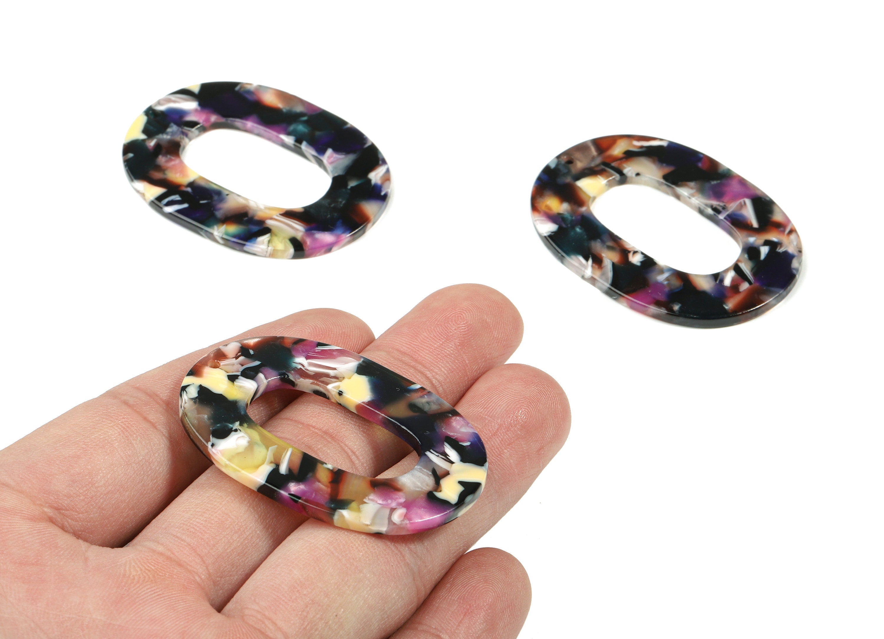 Acetate Oval Charms - Oval Earrings and Pendant - Earring Findings - Jewelry Supplies - Color Code: A11 - 46.67x34.35x2.62mm - AC1065-A11 - DOMEDBAZAAR