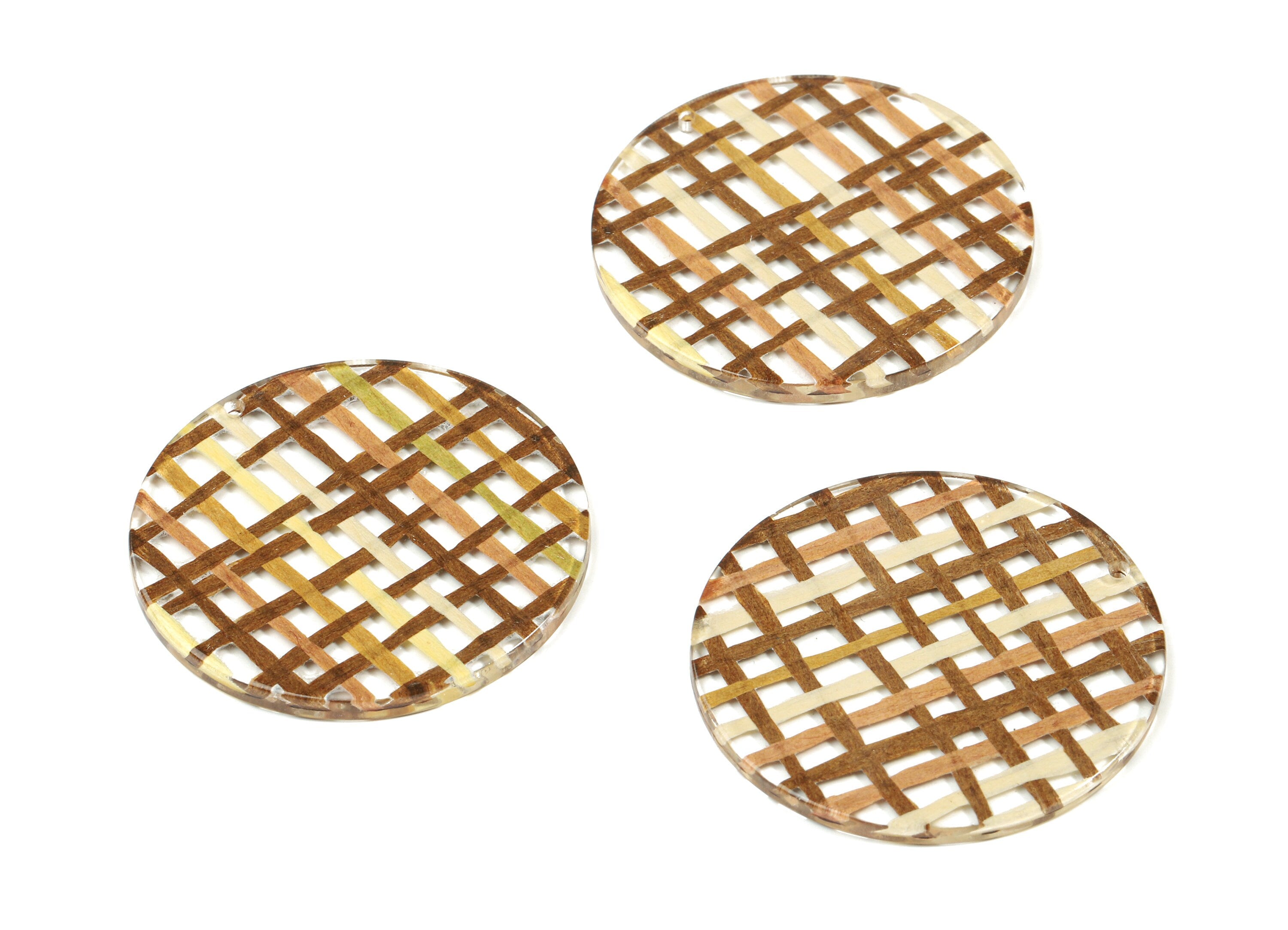 Acrylic Round Earring Charms - Circle Pendant - Earring Findings - Jewelry Supplies - Color Code: A455 - 37.57x37.57x2.31mm - AC1571-A455 - DOMEDBAZAAR