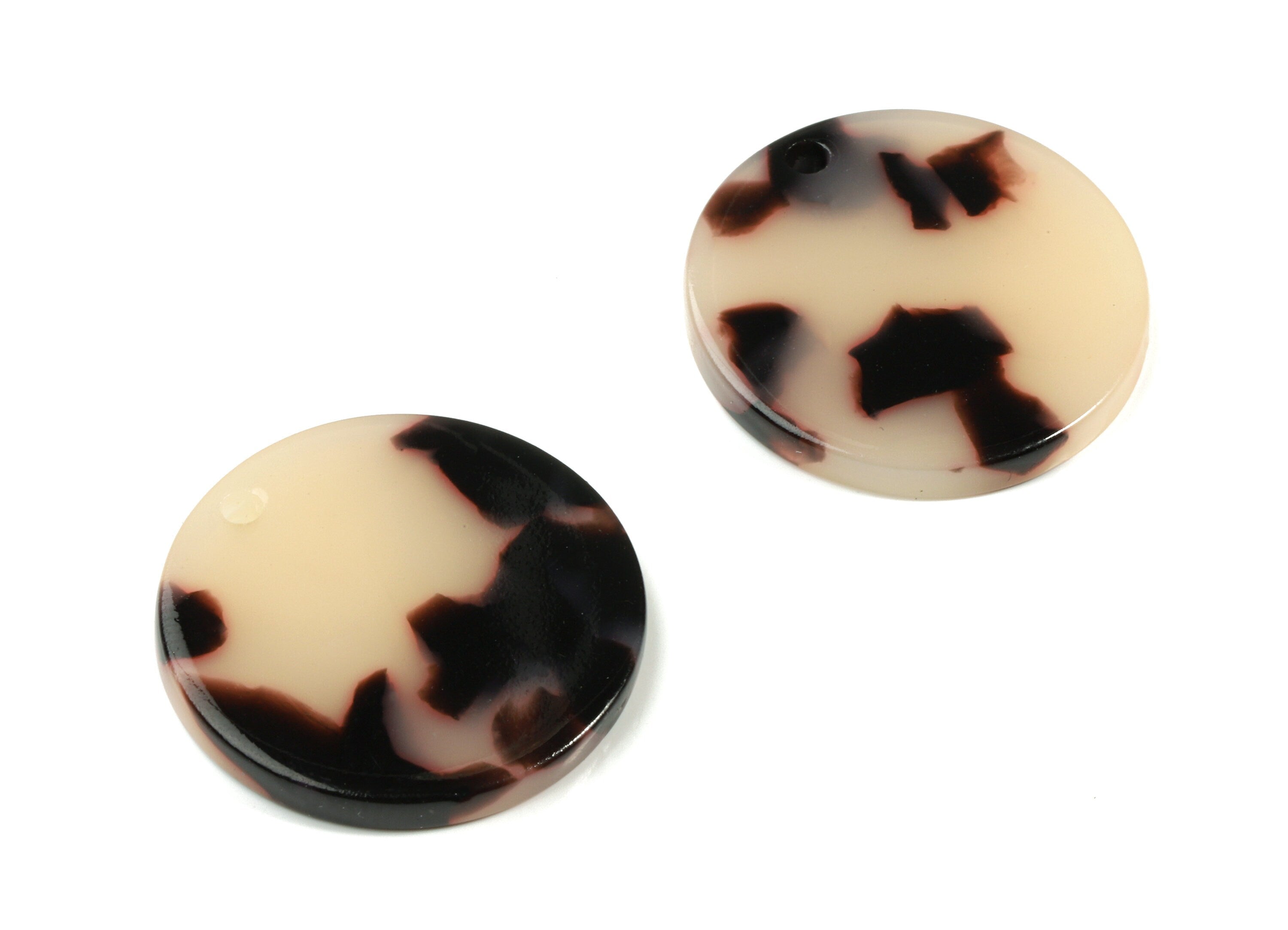 Acetate Round Earring Charms - Blonde Tortoise Shell Round Pendant - Jewelry Supplies - Color Code: A08 - 21.85x21.85x2.68mm - AC1585-A08 - DOMEDBAZAAR