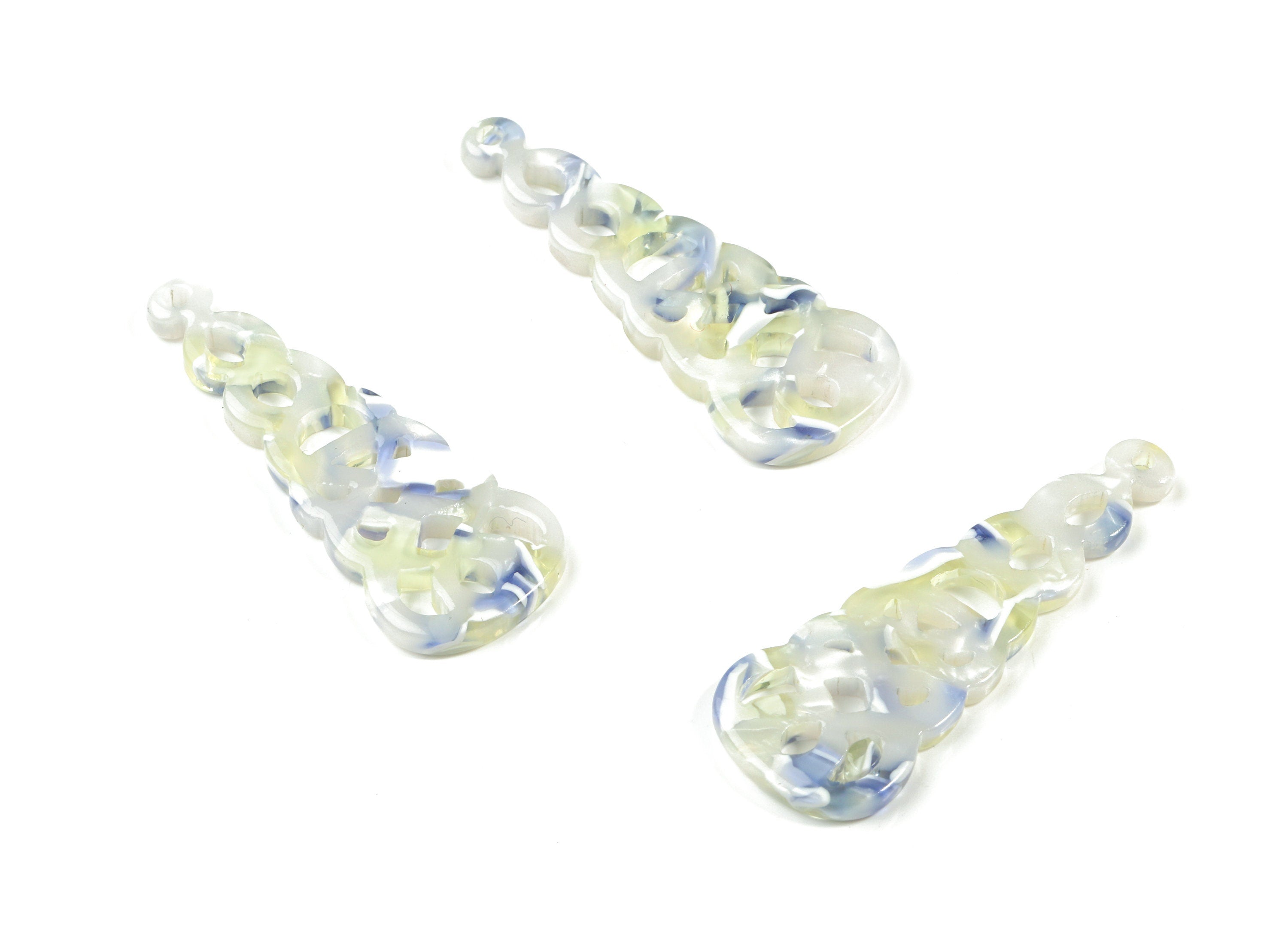 Acetate Unique Earring Charm - Patterned Drop Pendant - Earring Finding - Jewelry Supplies - Color Code:A457 - 39.8x14.7x2.5mm - AC1832-A457 - DOMEDBAZAAR