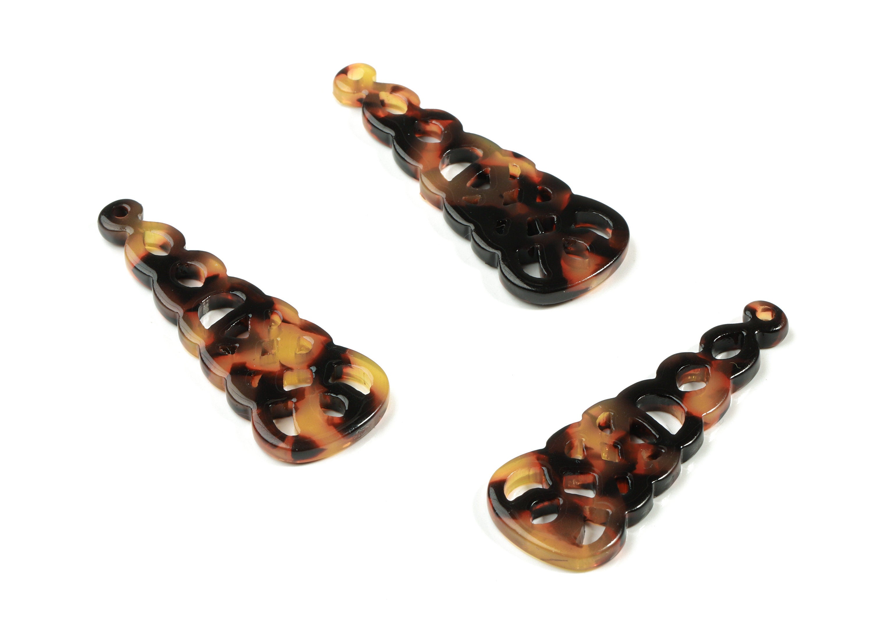 Acetate Unique Earring Charm - Tortoise Shell Patterned Drop Pendant - Jewelry Supplies - Color Code:A01- 39.8x14.7x2.5mm - AC1832-A01 - DOMEDBAZAAR