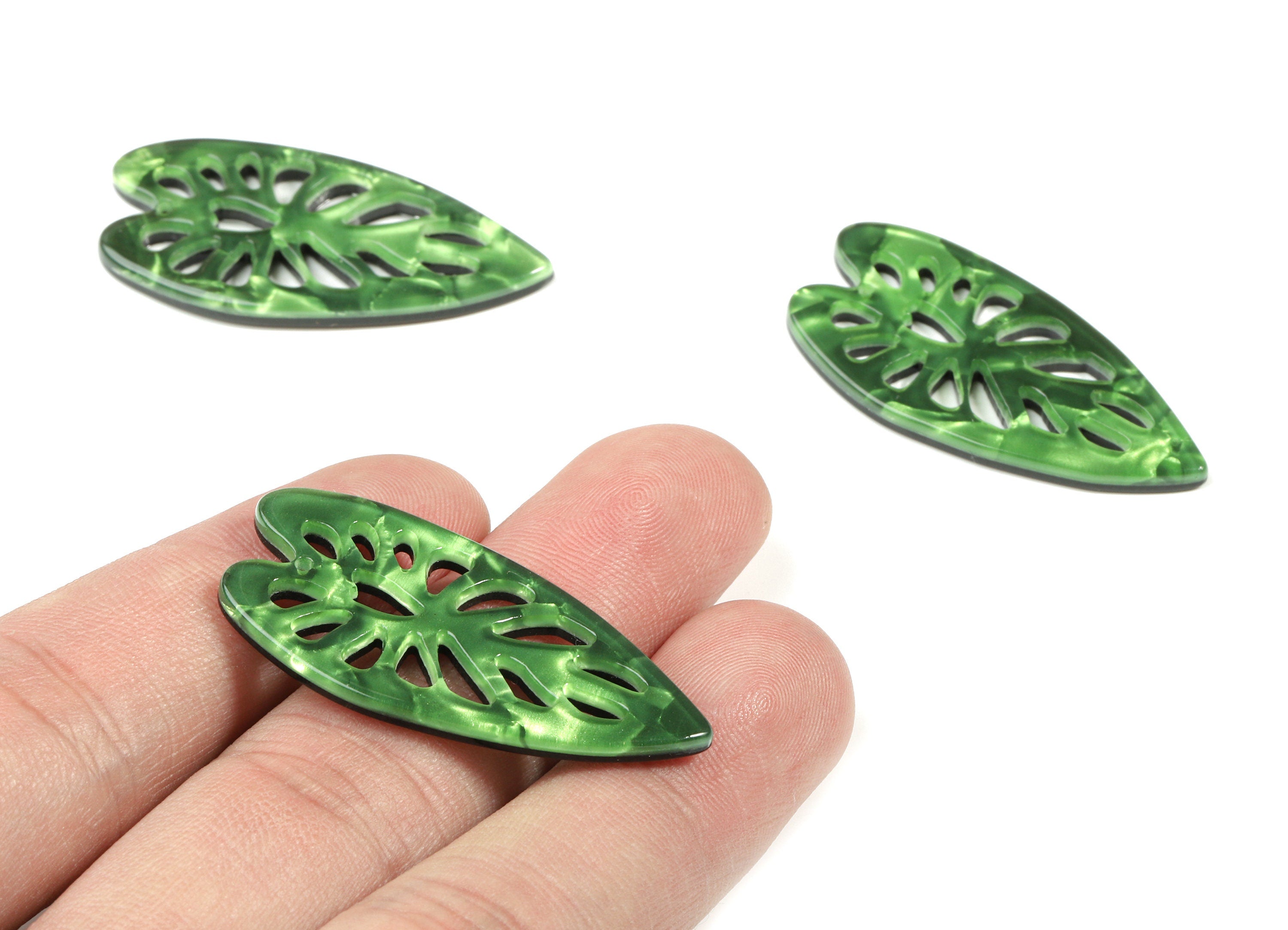 Acetate Leaf Earring Charms - Leaf Pendant - Earring Finding - Jewelry Supplies - Color Code:A223 - 40.14x19.54x2.38mm - AC1833-A223 - DOMEDBAZAAR