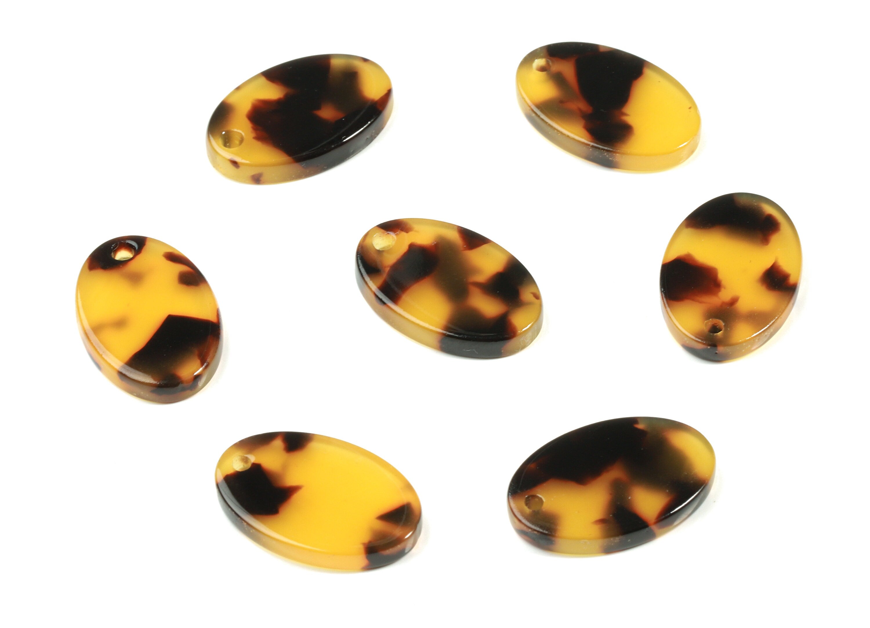 Acetate Oval Earring Charms - Tortoise Shell Oval Pendant - Jewelry Making Supplies - Color Code:A02 - 17.73x11.72x2.55mm - AC1840-A02 - DOMEDBAZAAR