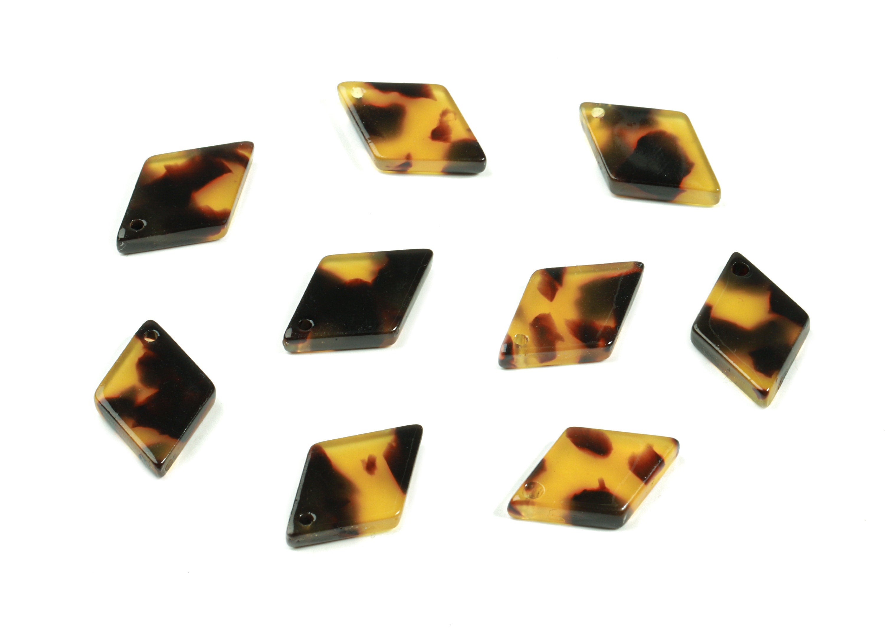 Acetate Rhombus Earring Charm - Tortoise Shell Rhombus Pendant - Jewelry Making Supplies - Color Code:A02 - 16.18x10.52x2.58mm - AC1849-A02 - DOMEDBAZAAR