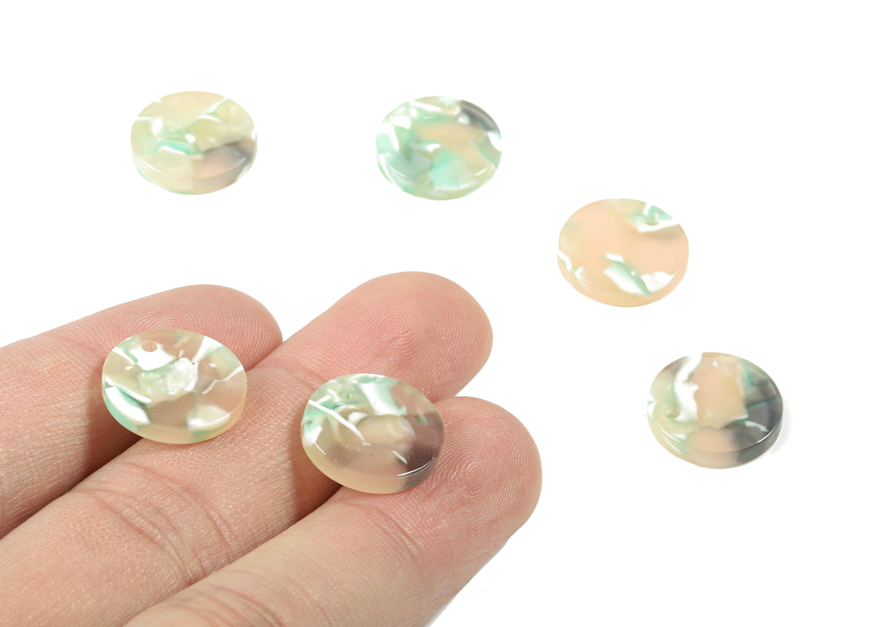 Acetate Mini Round Earring Charms - Circle Pendant - Mini Coin Charm - Jewelry Supplies - Color Code:A265 - 14.71x14.71x2.73mm - AC1064-A265 - DOMEDBAZAAR