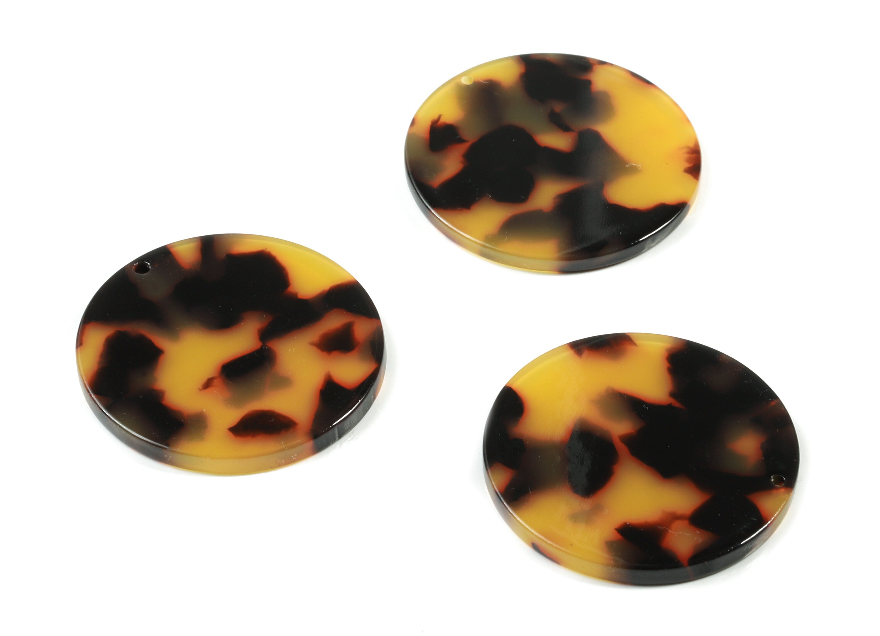 Acetate Round Charms - Tortoise Shell Circle Pendant - Coin Charm - Jewelry Supplies - Color Code: A01 - 30.3x30.3x2.58mm - AC1315-A01 - DOMEDBAZAAR