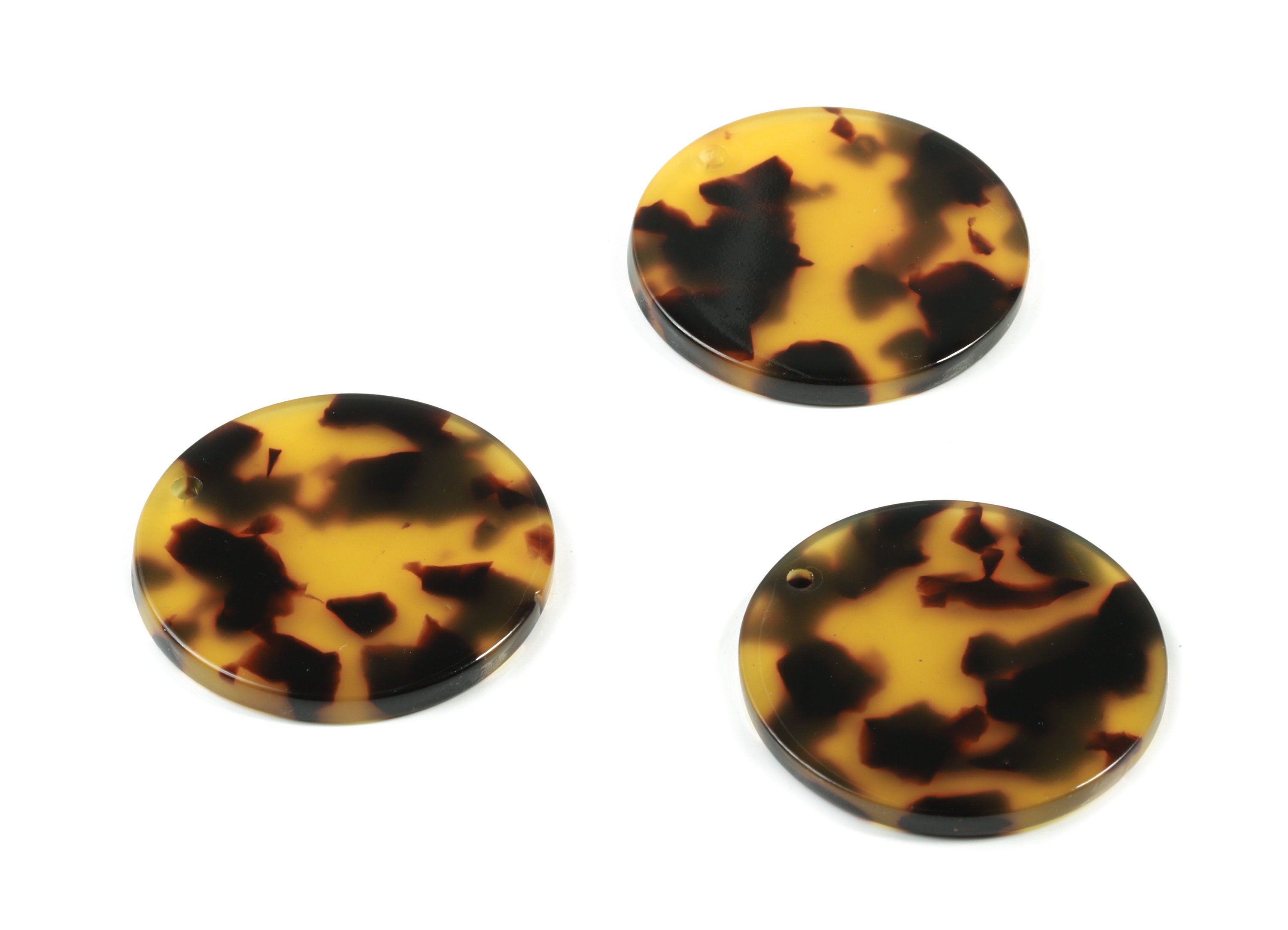 Acetate Round Earring Charms - Tortoise Shell Circle Pendant - Coin Charm - Color Code: A02 - 27.42x27.42x2.53mm - AC1801-A02 - DOMEDBAZAAR