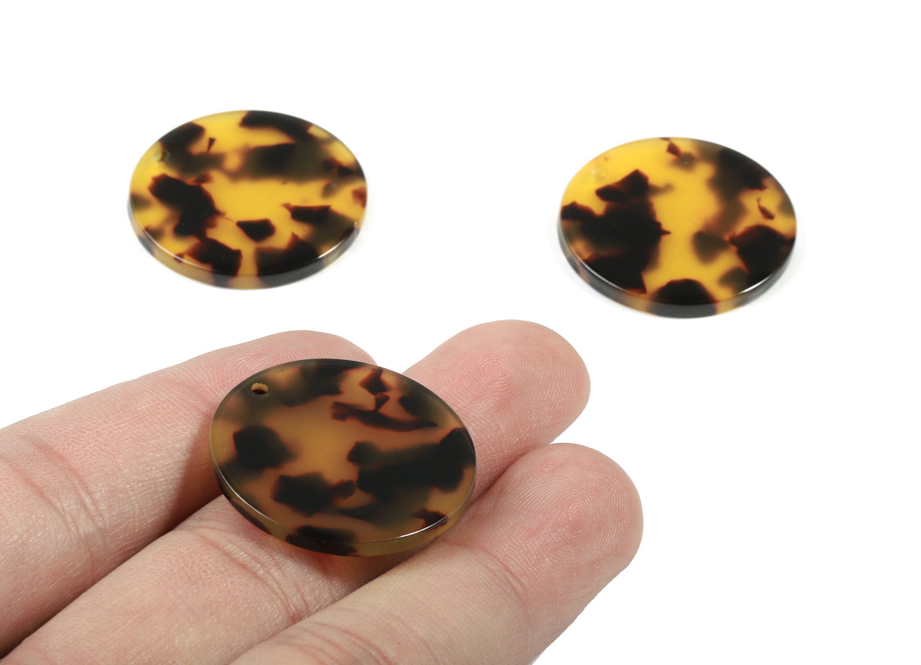 Acetate Round Earring Charms - Tortoise Shell Circle Pendant - Coin Charm - Color Code: A02 - 27.42x27.42x2.53mm - AC1801-A02 - DOMEDBAZAAR