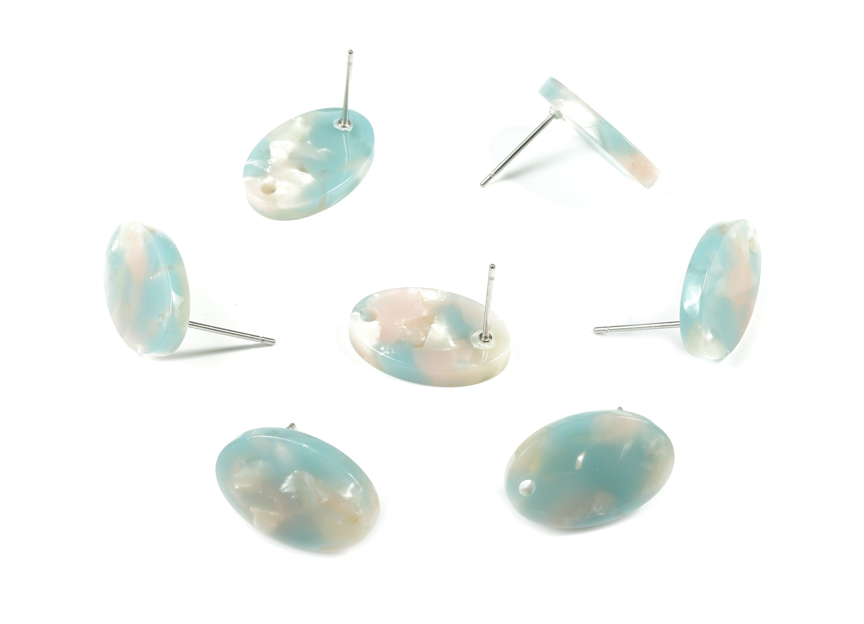 Acetate Oval Earring Stud - Oval Earring Post - Surgical Stud - Jewelry Supplies - Color Code: A36 - 17.81x11.92x2.78mm - AC1856-A36 - DOMEDBAZAAR