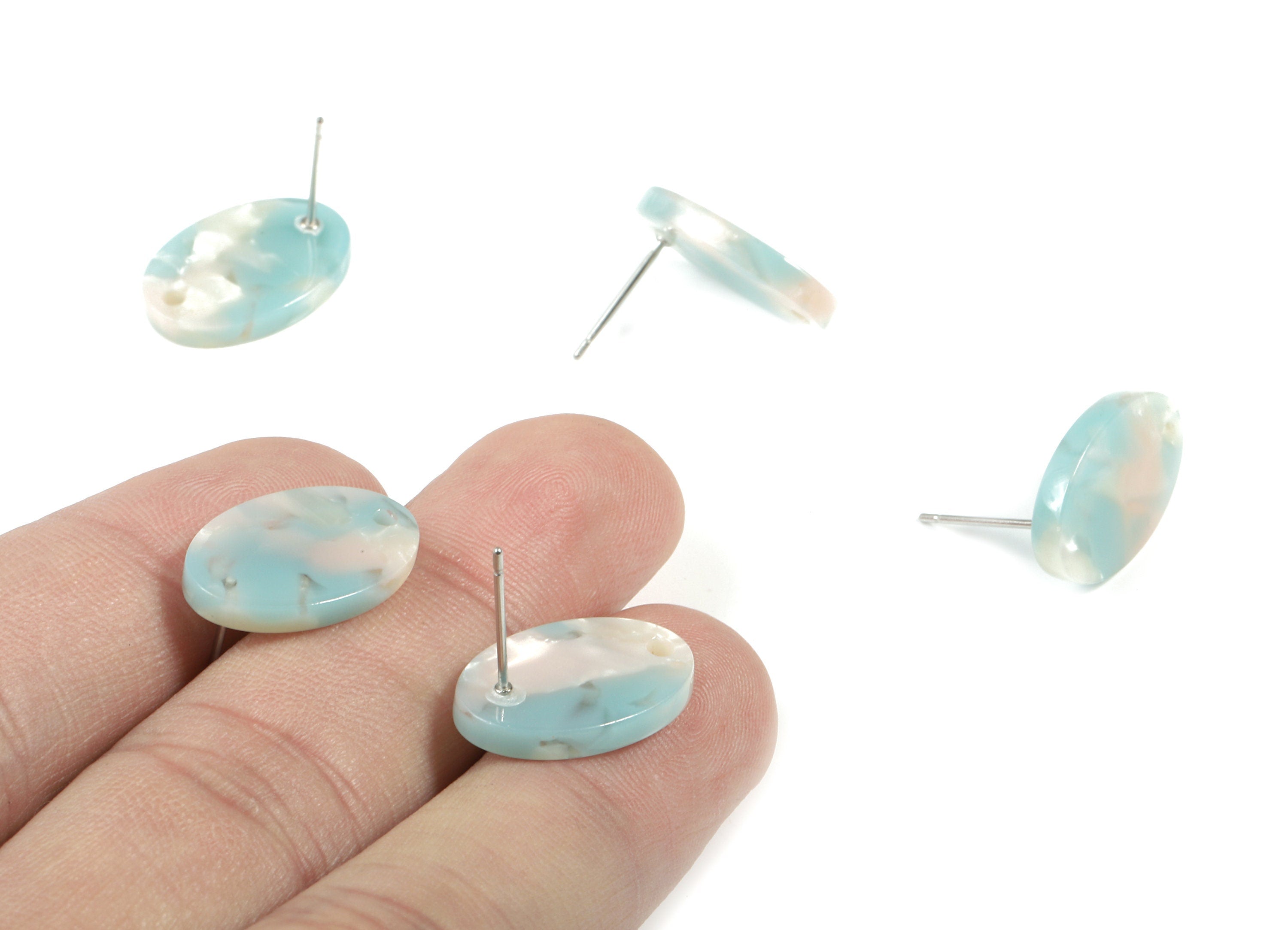 Acetate Oval Earring Stud - Oval Earring Post - Surgical Stud - Jewelry Supplies - Color Code: A36 - 17.81x11.92x2.78mm - AC1856-A36 - DOMEDBAZAAR