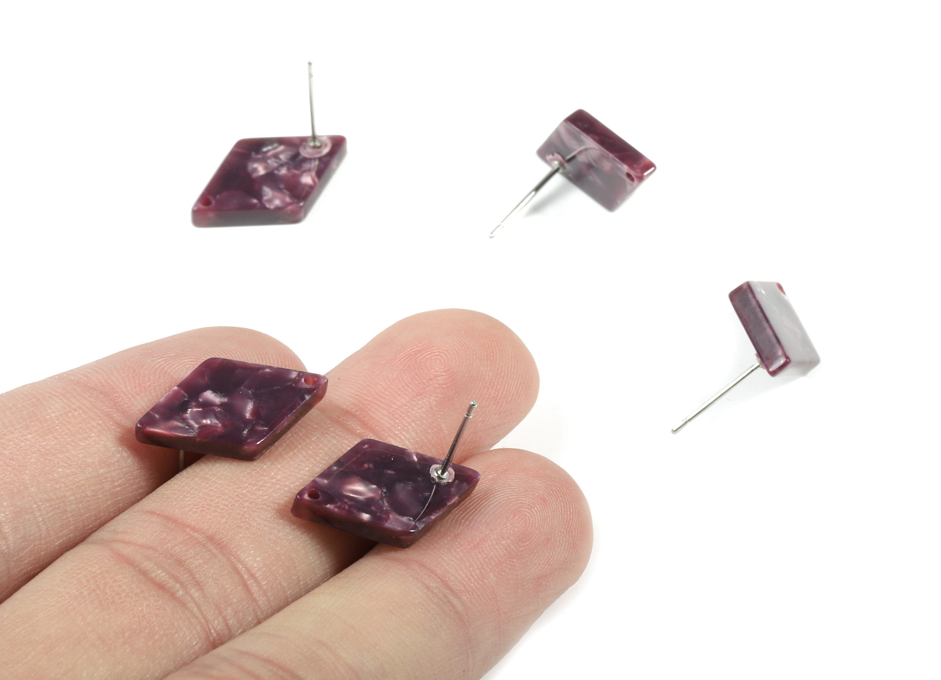 Acetate Rhombus Earring Stud - Rhombus Earring Post - Surgical Stud - Jewelry Supplies - Color Code: A41 - 19.22x12.11x2.86mm - AC1857-A41 - DOMEDBAZAAR
