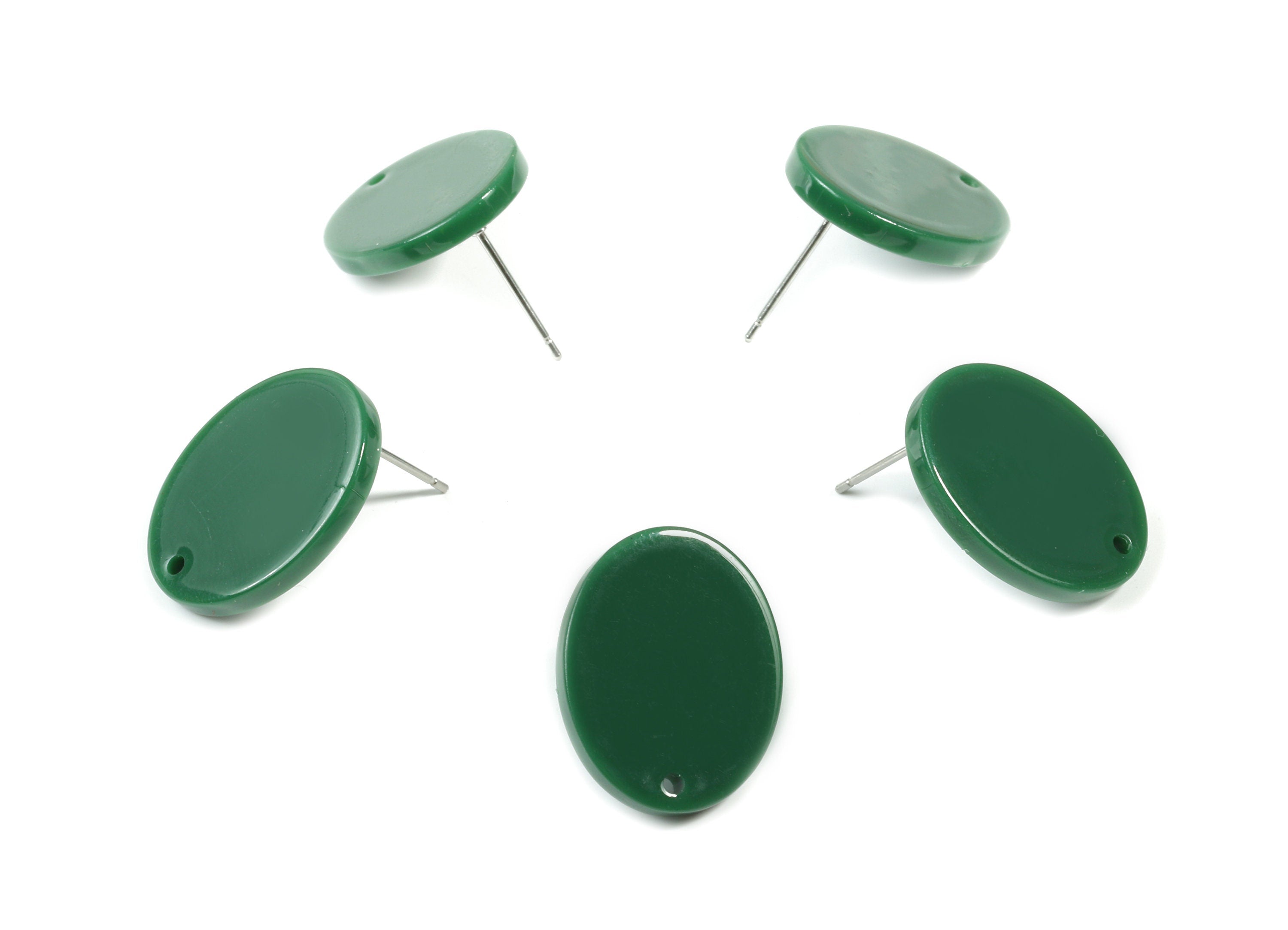 Acrylic Oval Earring Stud - Oval Earring Post - Surgical Stud - Jewelry Supplies - Color Code: A395 - 19.93x15.89x2.48mm - AC1861-A395 - DOMEDBAZAAR