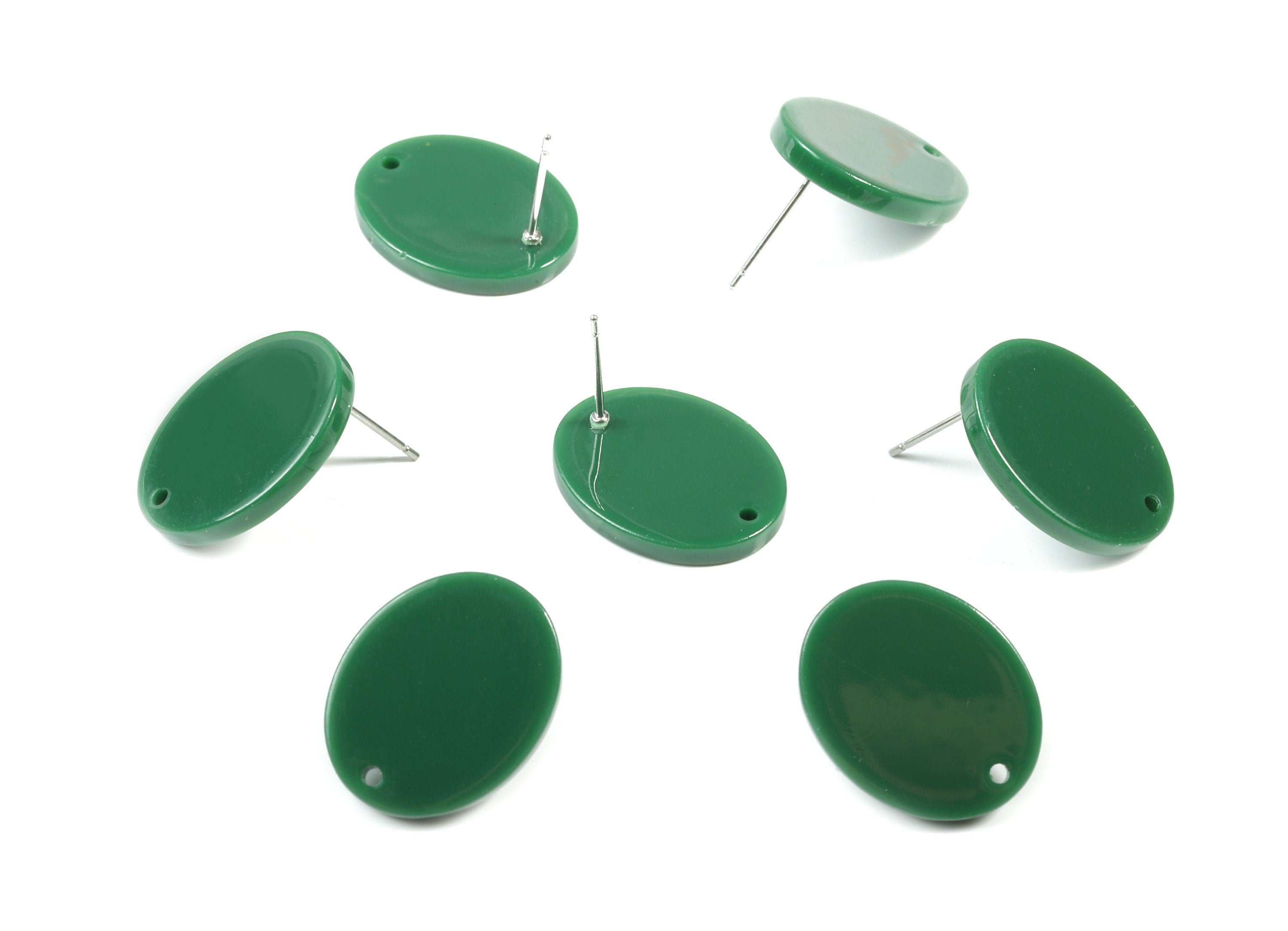 Acrylic Oval Earring Stud - Oval Earring Post - Surgical Stud - Jewelry Supplies - Color Code: A395 - 19.93x15.89x2.48mm - AC1861-A395 - DOMEDBAZAAR