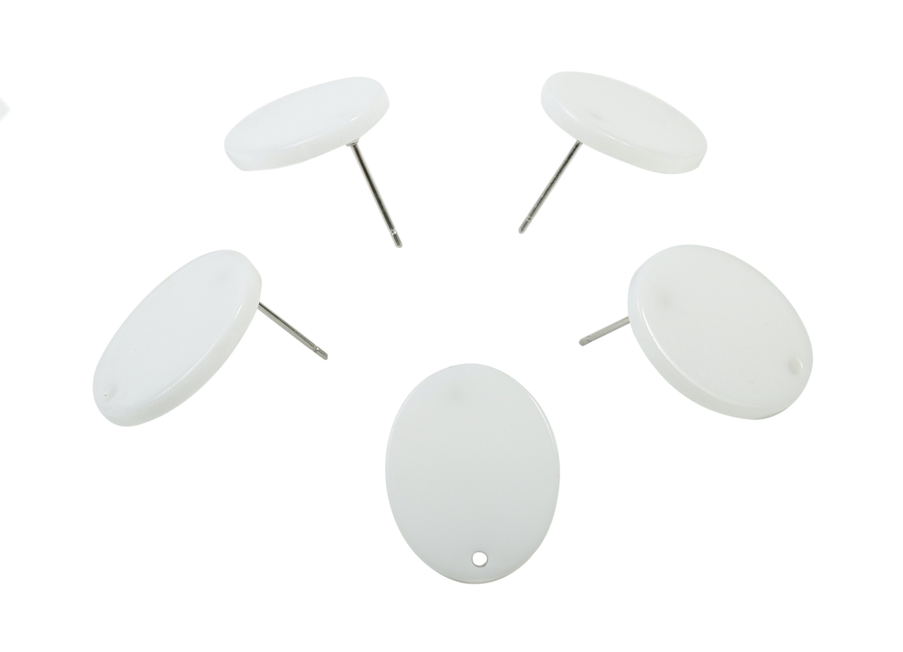 Acrylic Oval Earring Stud - Oval Earring Post - Surgical Stud - Jewelry Supplies - Color Code: A396 - 19.97x15.93x2.32mm - AC1861-A396 - DOMEDBAZAAR