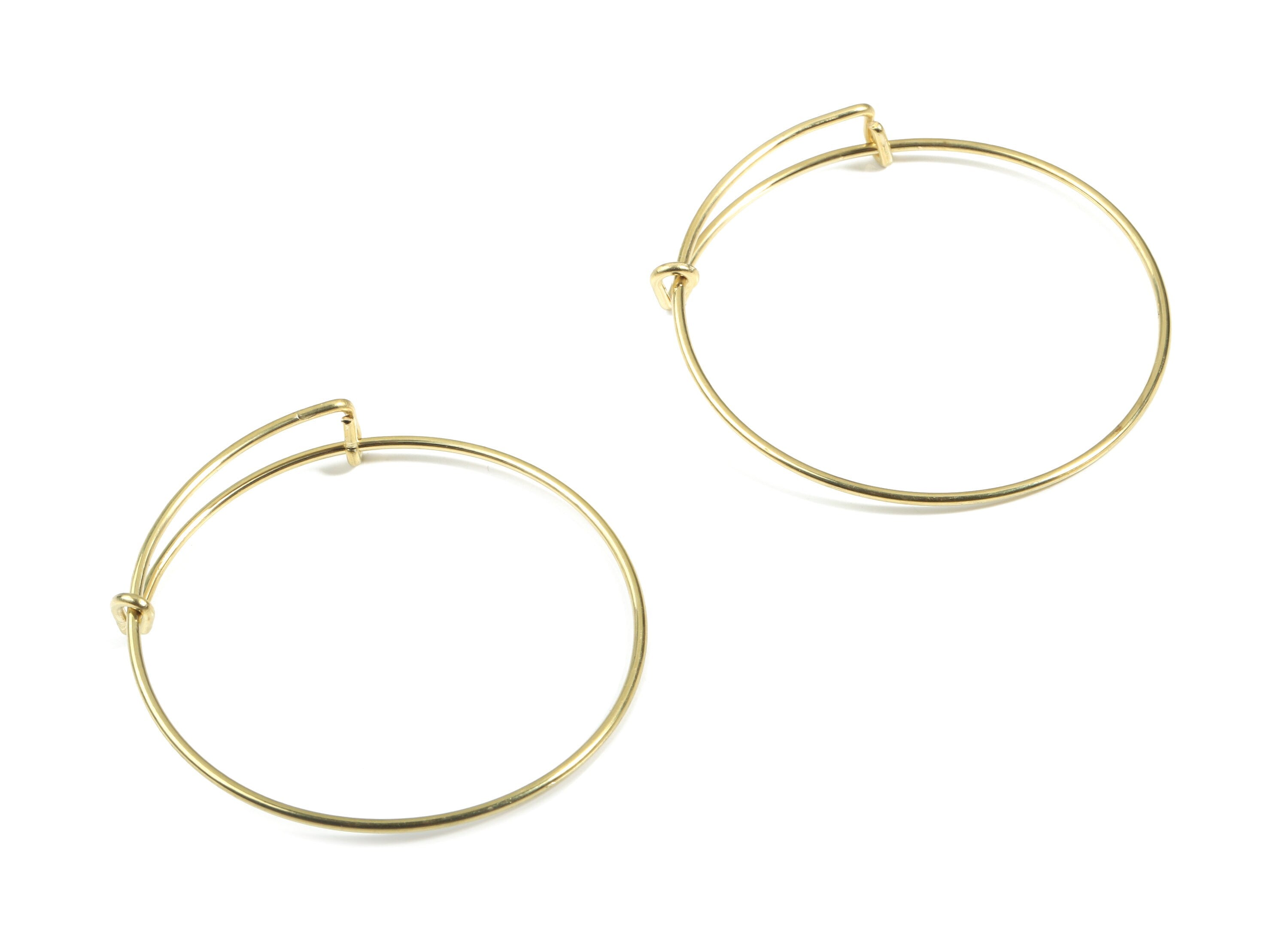 Adjustable Bangle Bracelet - Raw Brass Bracelet - One Loop - Expandable Wire Bangle For Charms - Jewelry Supplies - 59x59x1.56mm - PP3533 - DOMEDBAZAAR