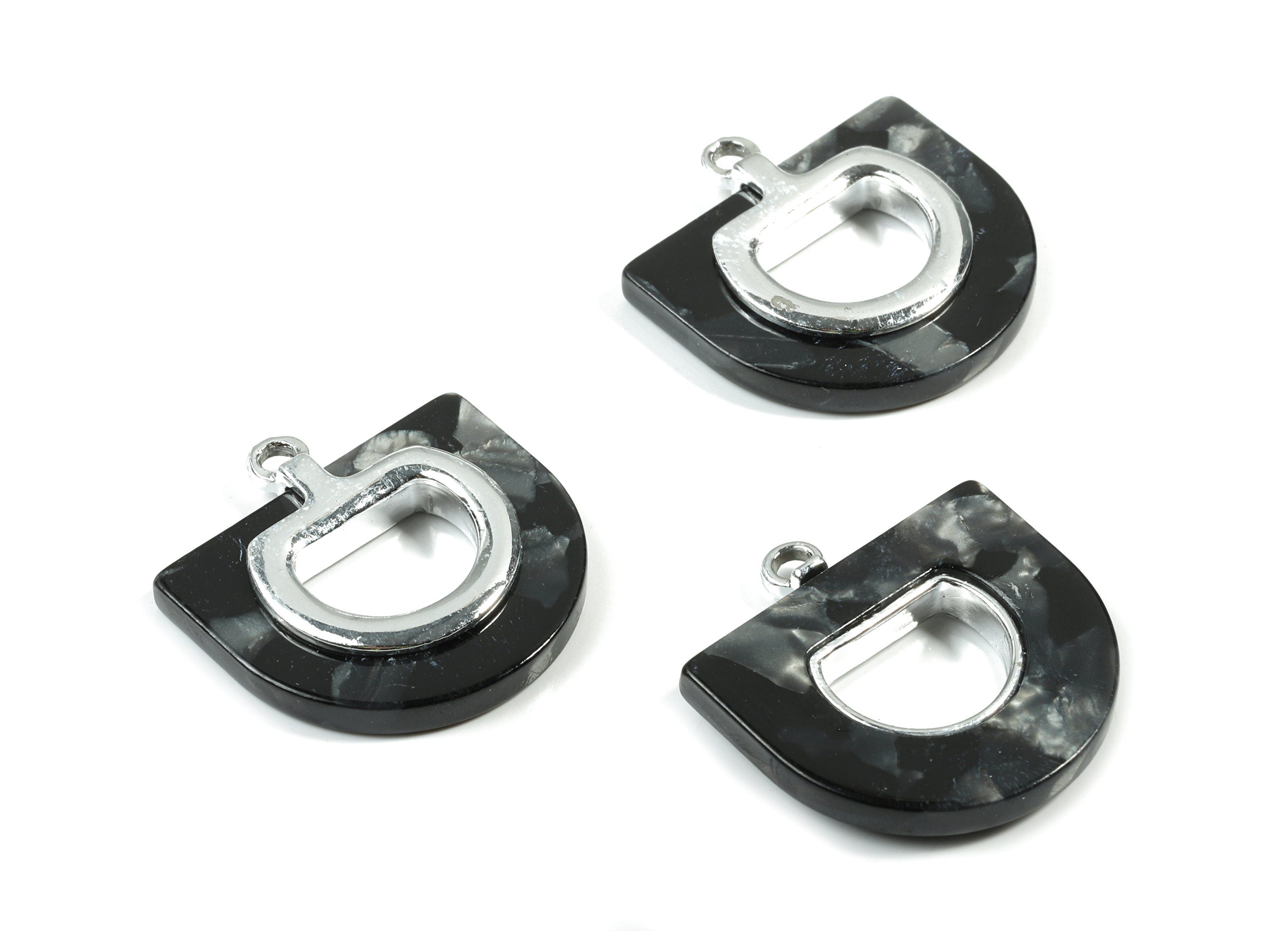 Alloy Frame Acetate D Earring Charms - Alloy Acetate Half Oval Pendant - Jewelry Supplies - Color Code:A48- 25.91x24.72x4.1mm - AC1851-A48-S - DOMEDBAZAAR