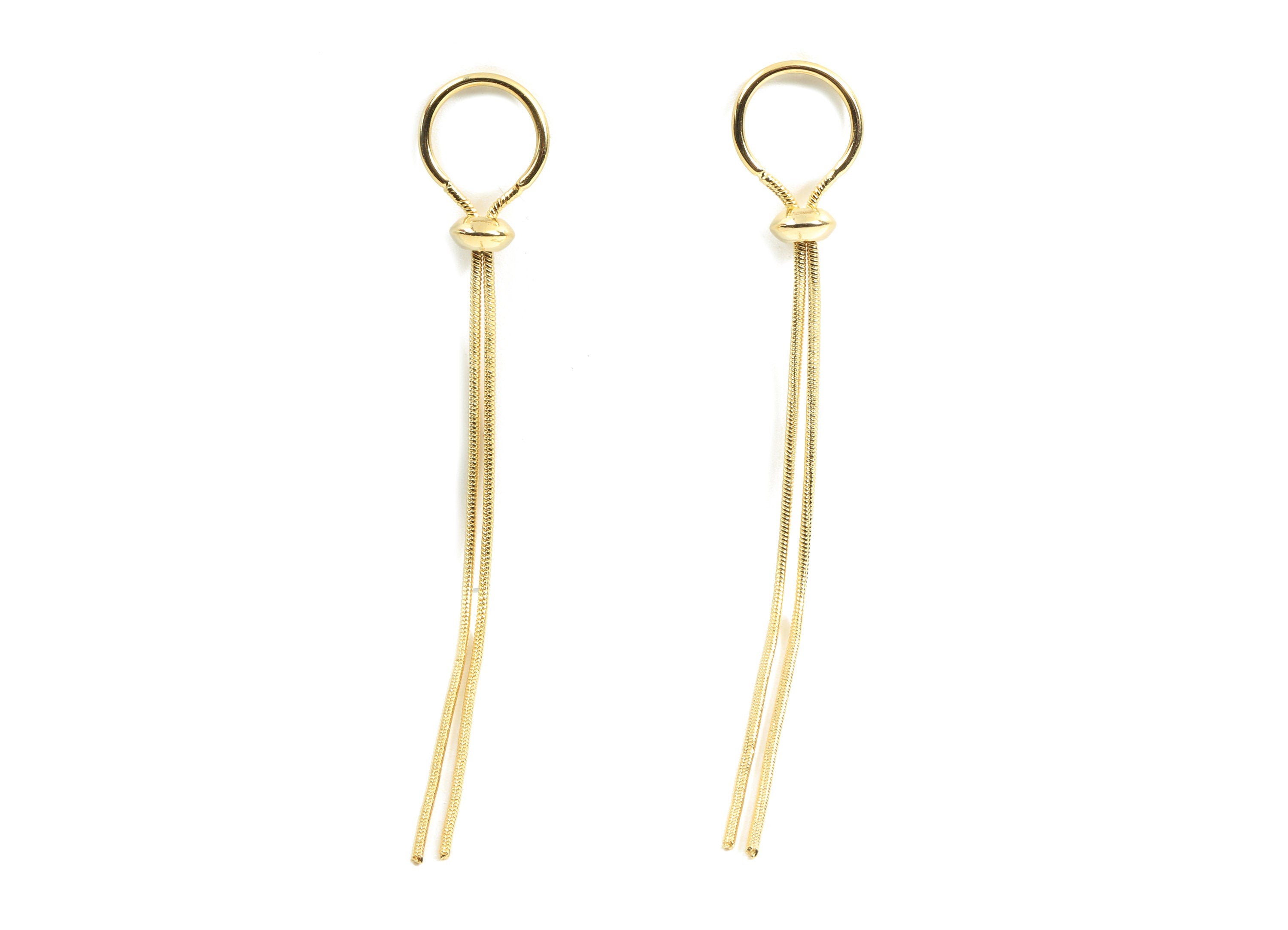 Brass Chain Tassel Earring Stud - Brass Snake Chain Earring Post - 18k Real Gold Plated Brass - Jewelry Supplies - 80x11.59x3.07mm - RGP2362 - DOMEDBAZAAR