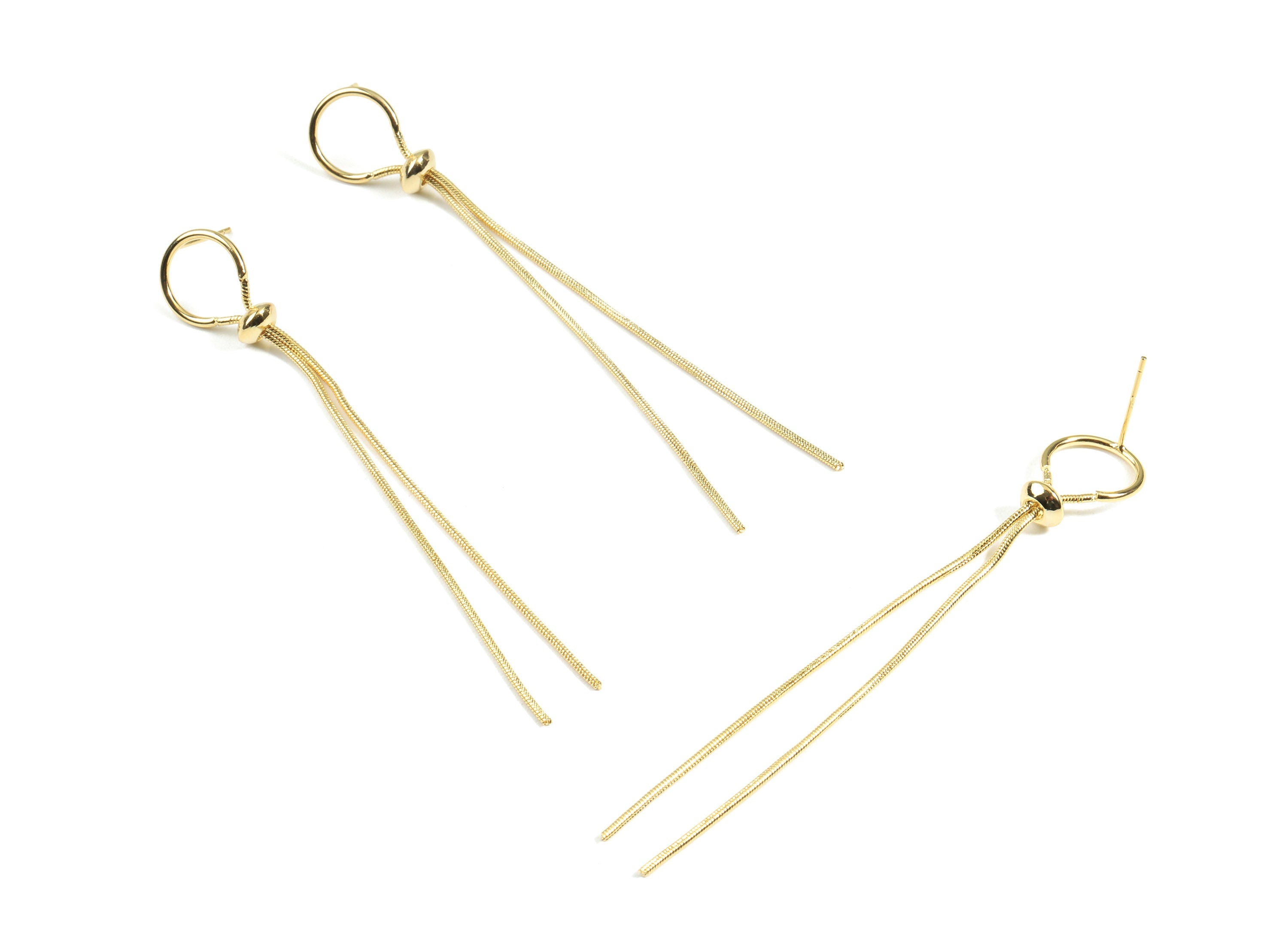 Brass Chain Tassel Earring Stud - Brass Snake Chain Earring Post - 18k Real Gold Plated Brass - Jewelry Supplies - 80x11.59x3.07mm - RGP2362 - DOMEDBAZAAR