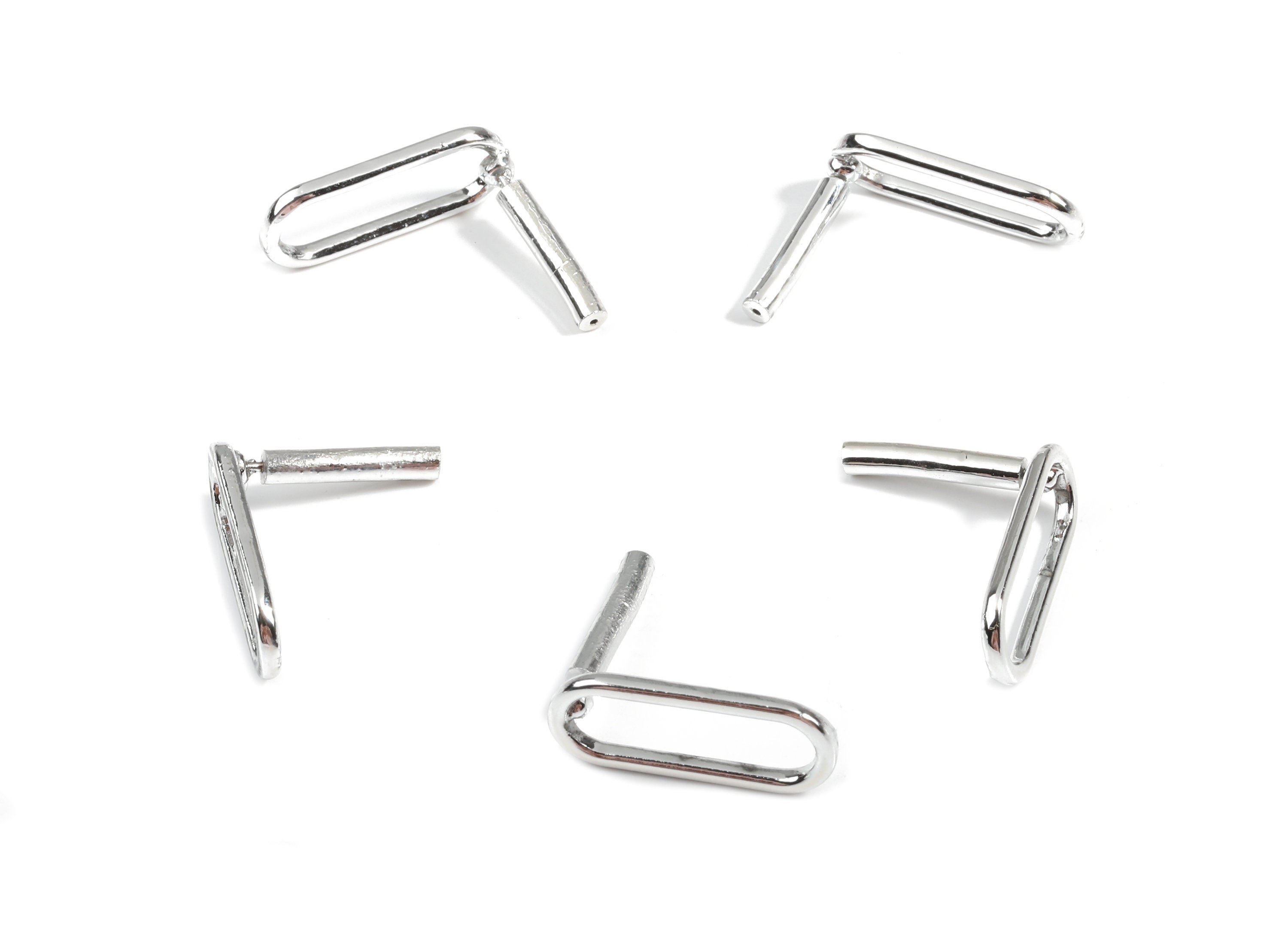 Alloy Oval Stud Earring - Zinc Alloy Oval Earring Post - Silver Stud - Silver Tone Plated - Jewelry Supplies - 19.96x8.06x1.73mm - ZZ1612 - DOMEDBAZAAR