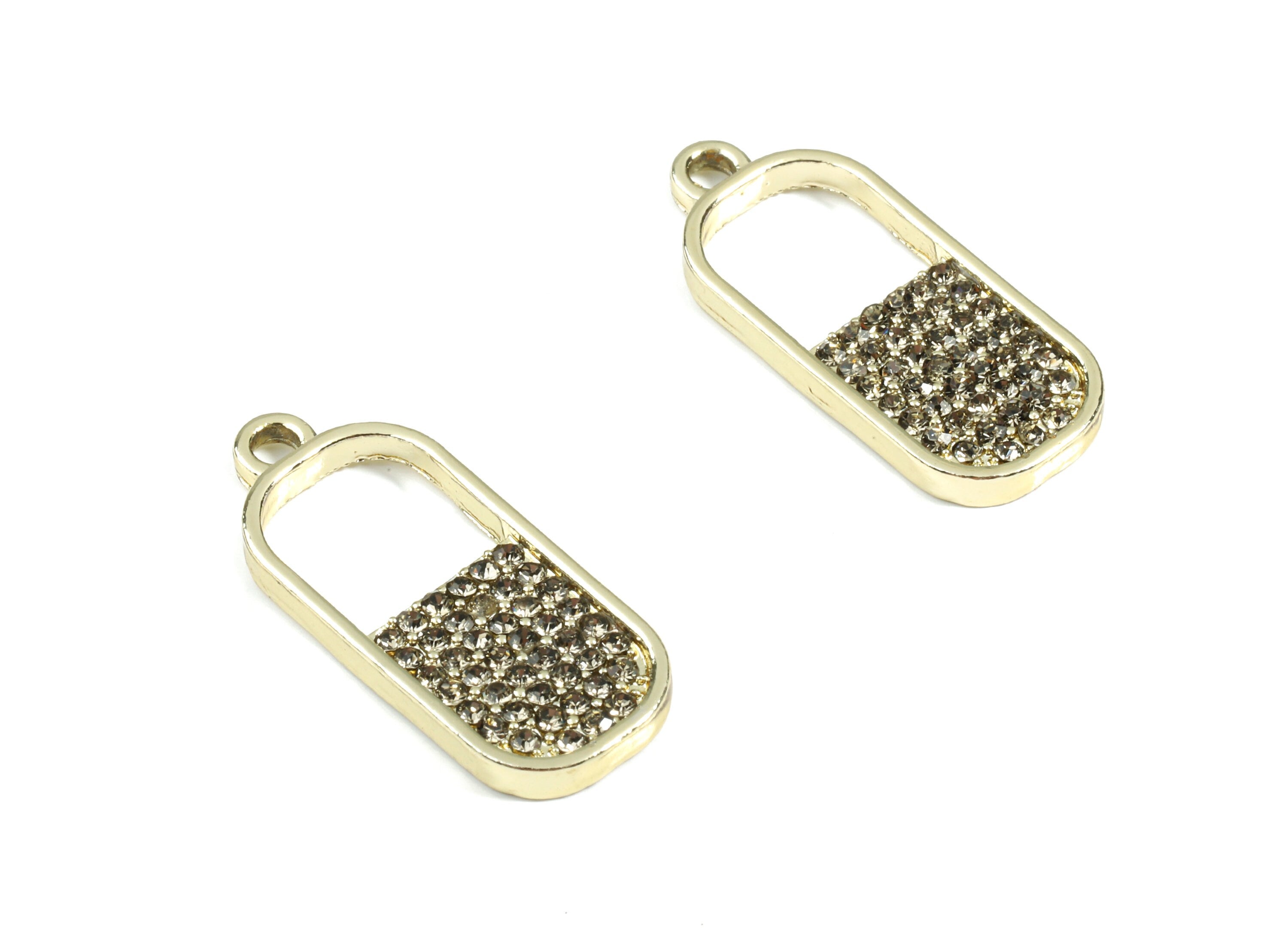 Alloy Oval Pendant With Glasses - Zinc Alloy Oval Earring Charms - Gold Tone Plated - Jewelry Supplies - 28.1x11.74x2.33mm - ZZ1687 - DOMEDBAZAAR