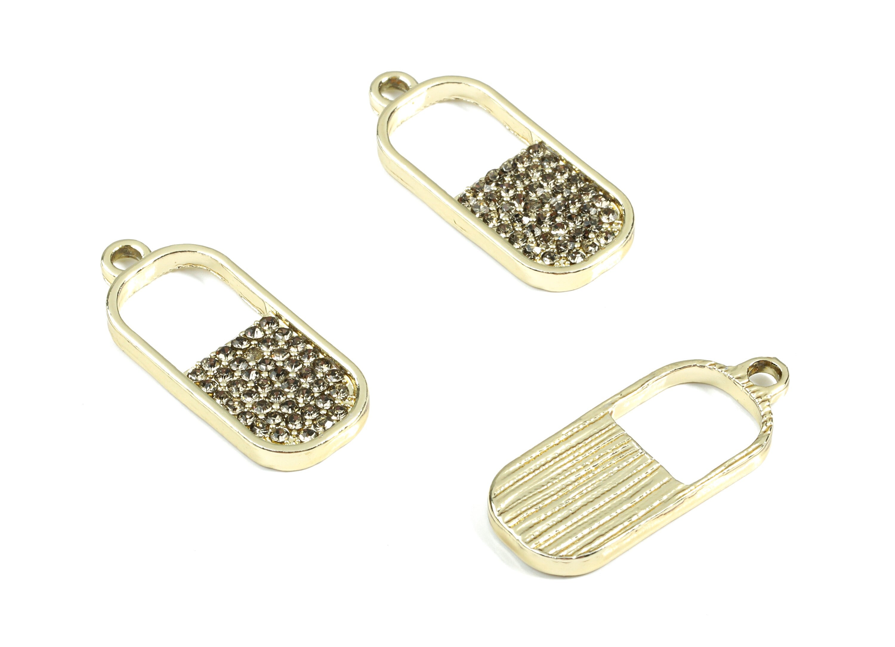 Alloy Oval Pendant With Glasses - Zinc Alloy Oval Earring Charms - Gold Tone Plated - Jewelry Supplies - 28.1x11.74x2.33mm - ZZ1687 - DOMEDBAZAAR