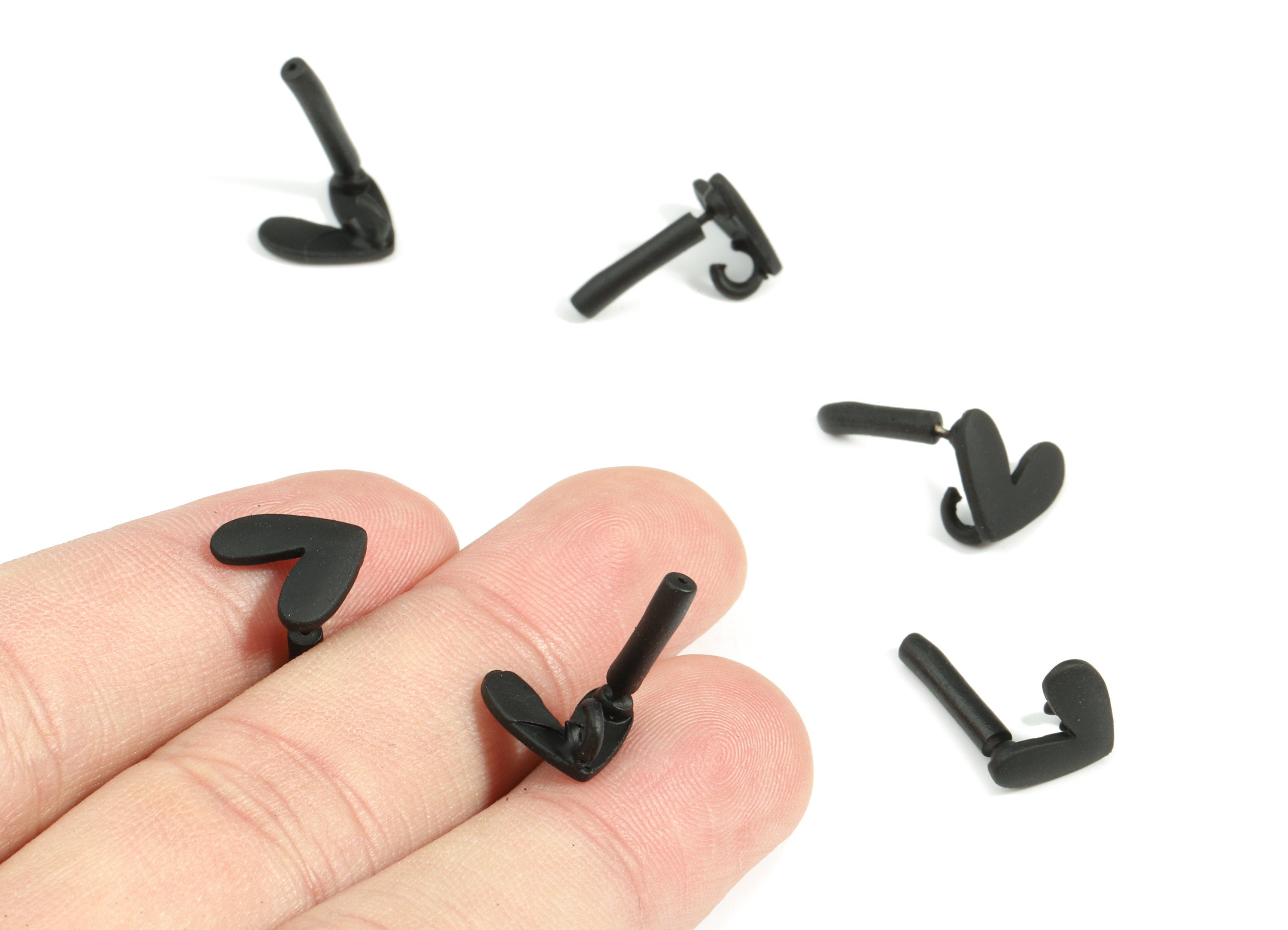 Alloy Heart Stud Earring With Loop - Zinc Alloy Heart Earring Post - Silver Stud - Matte Black Tone Plated - 11.29x9.25x1.34mm - ZZ1607 - DOMEDBAZAAR