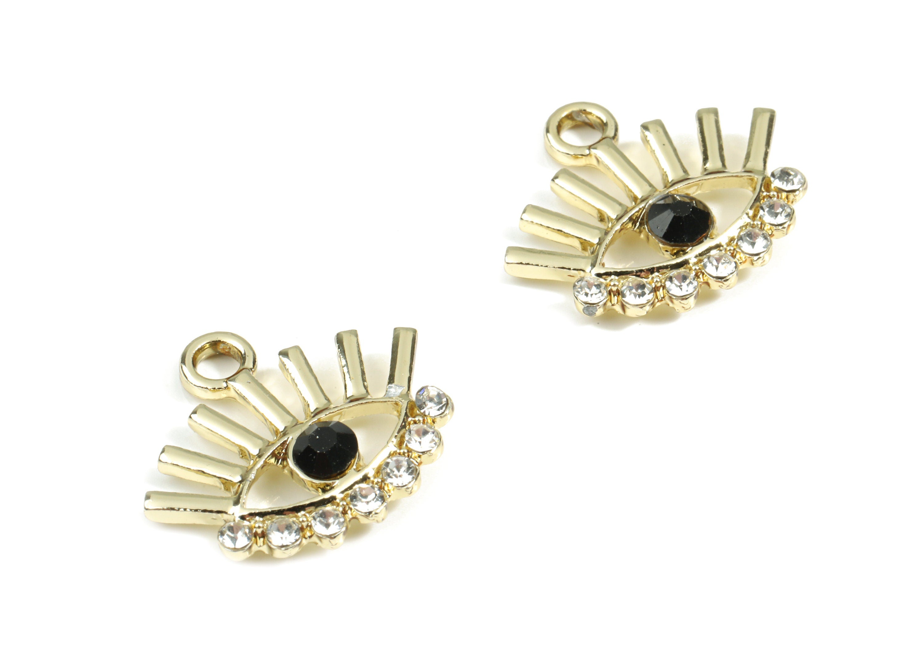 Alloy Eye Pendant With Glasses - Zinc Alloy Eye Earring Charms - Gold Tone Plated - Jewelry Supplies - 19.19x17.33x3.93mm - ZZ1681 - DOMEDBAZAAR