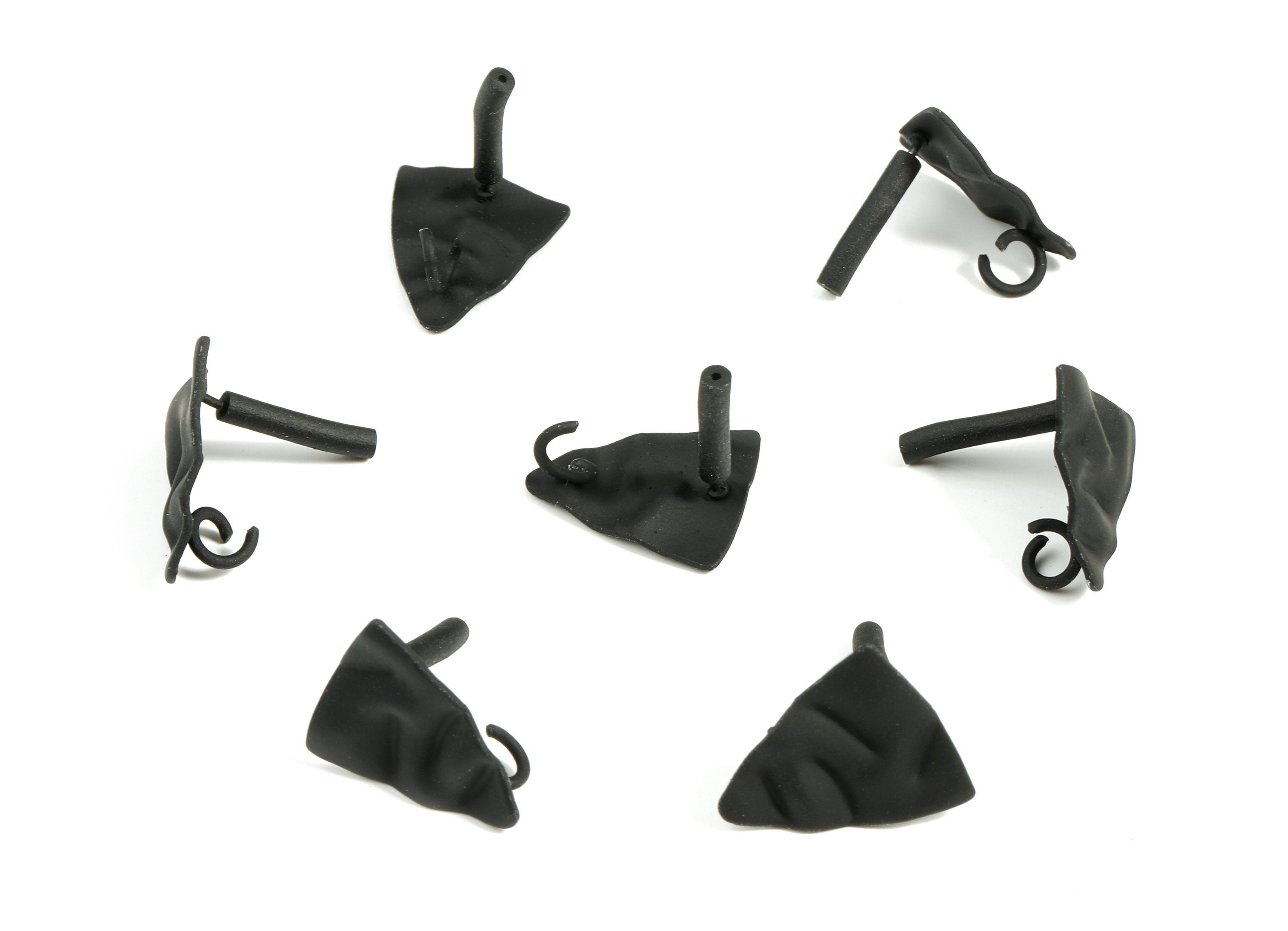Alloy Triangle Stud Earring With Loop - Zinc Alloy Triangle Wavy Earring Post - Matte Black Tone Plated - 16.94x14.52x1.7mm - ZZ1604 - DOMEDBAZAAR