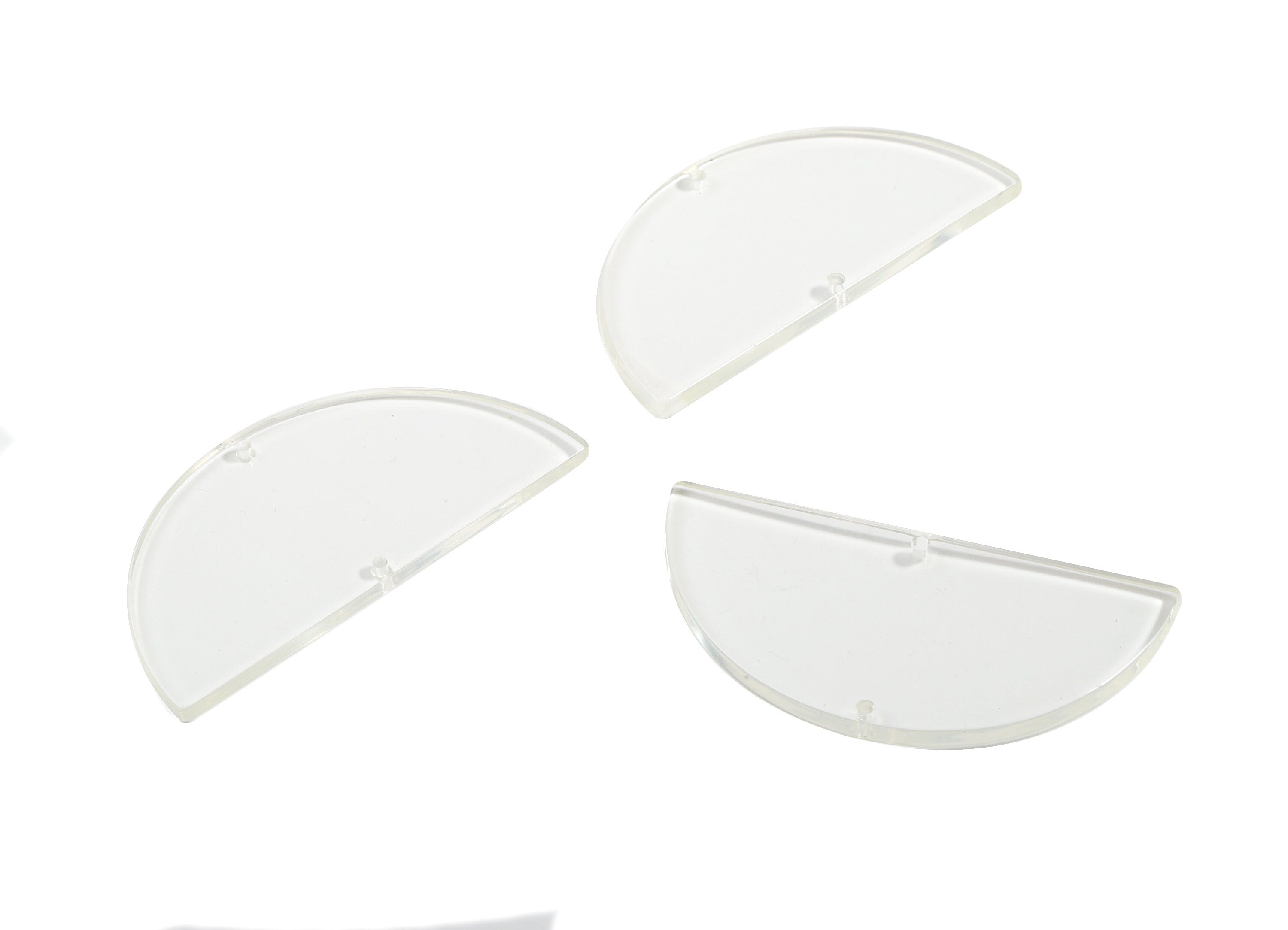Acrylic Transparent Semicircle Connectors - 2 Holes - Half Moon Connector - Jewelry Supplies - Color Code:A63 - 57.7x28.7x2.9mm - AC1805-A63 - DOMEDBAZAAR