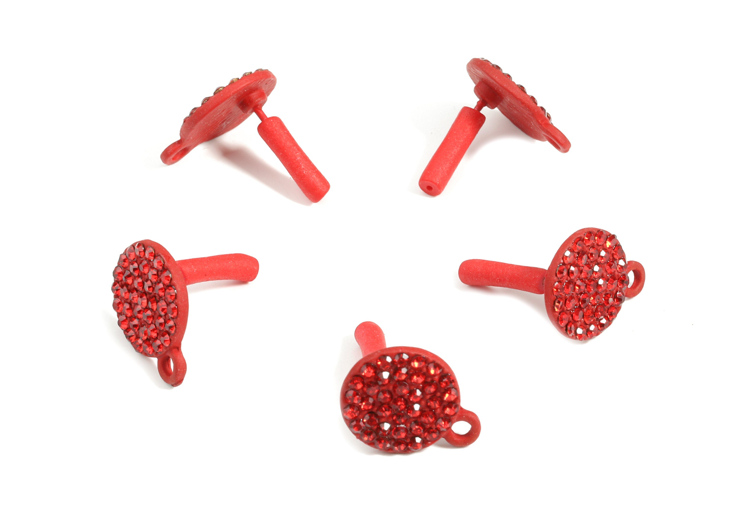 Alloy Round Stud Earring With Glasses - Zinc Alloy Circle Earring Post With Loop - Matte Red Tone Plated - 15.1x11.62x1.82mm - ZZ1641 - DOMEDBAZAAR