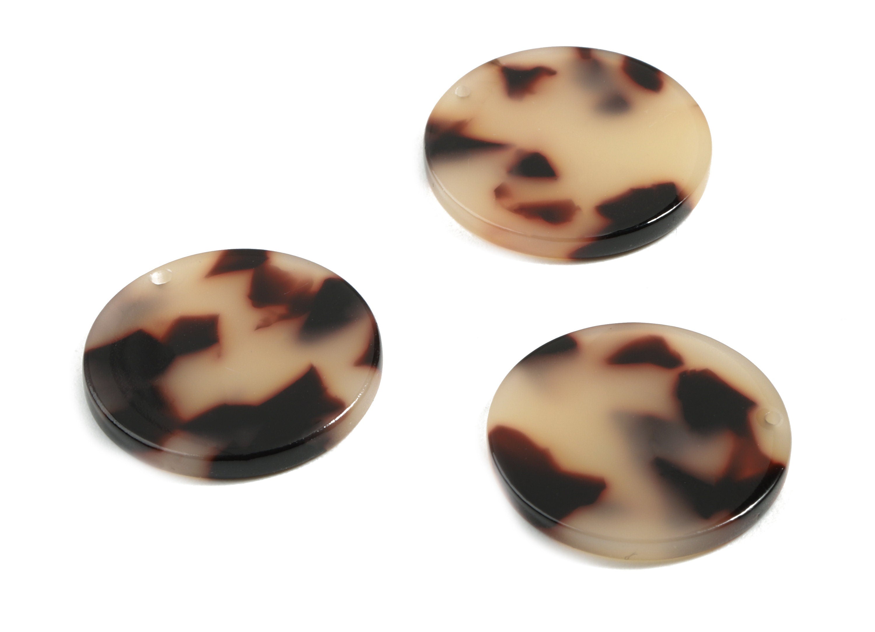 Acetate Round Charms - Round Earrings and Pendant - Blonde Tortoise Shell Earrings - Color Code: A07 - 21.85x21.85x2.68mm - AC1170-A07 - DOMEDBAZAAR