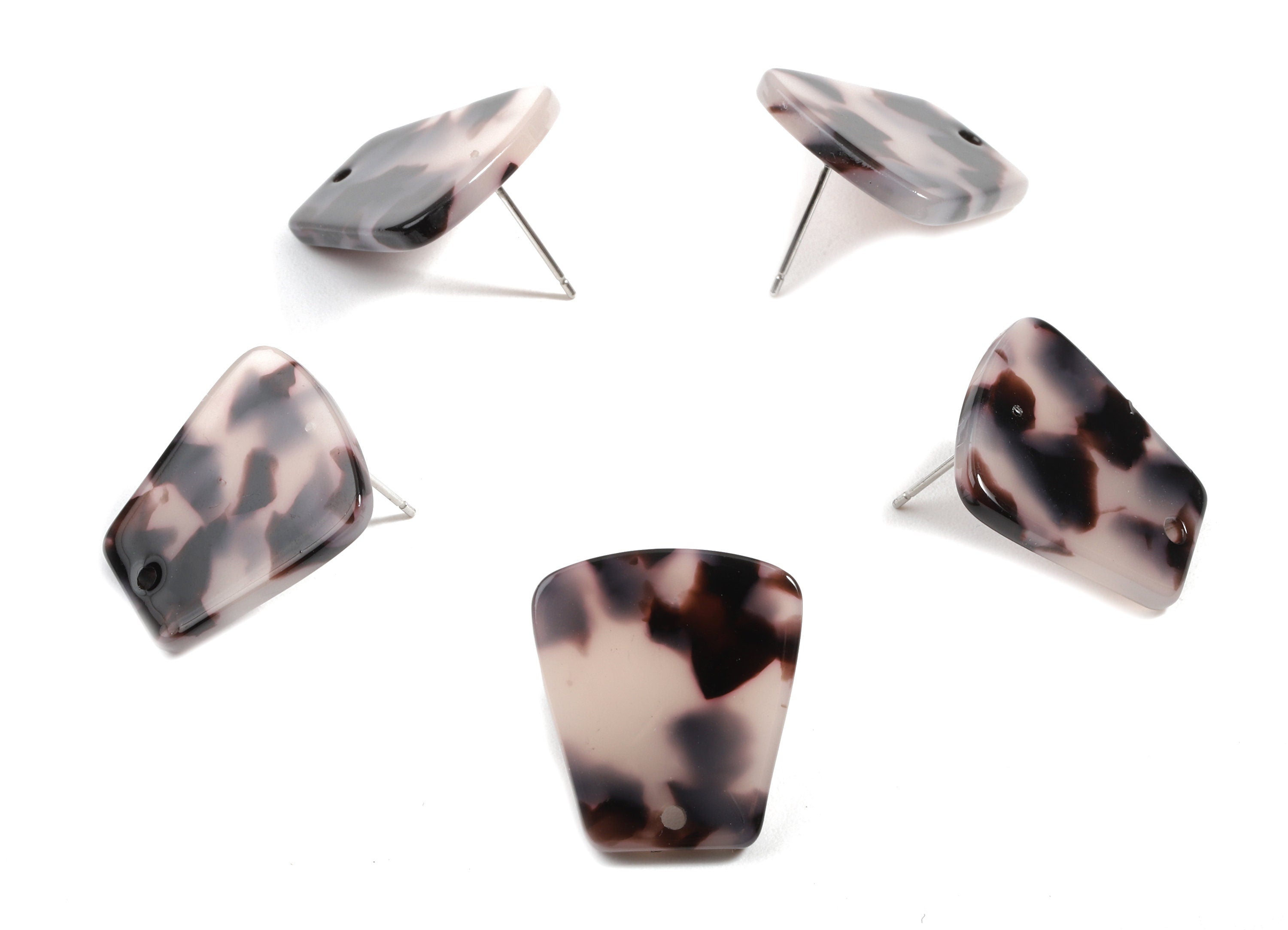 Acetate Acrylic Earring Stud - Post Charms - Blonde Tortoise Shell - JewelrySupplies - Color Code: A06 - 20.9x18.78x2.48mm - AC1591-A06 - DOMEDBAZAAR