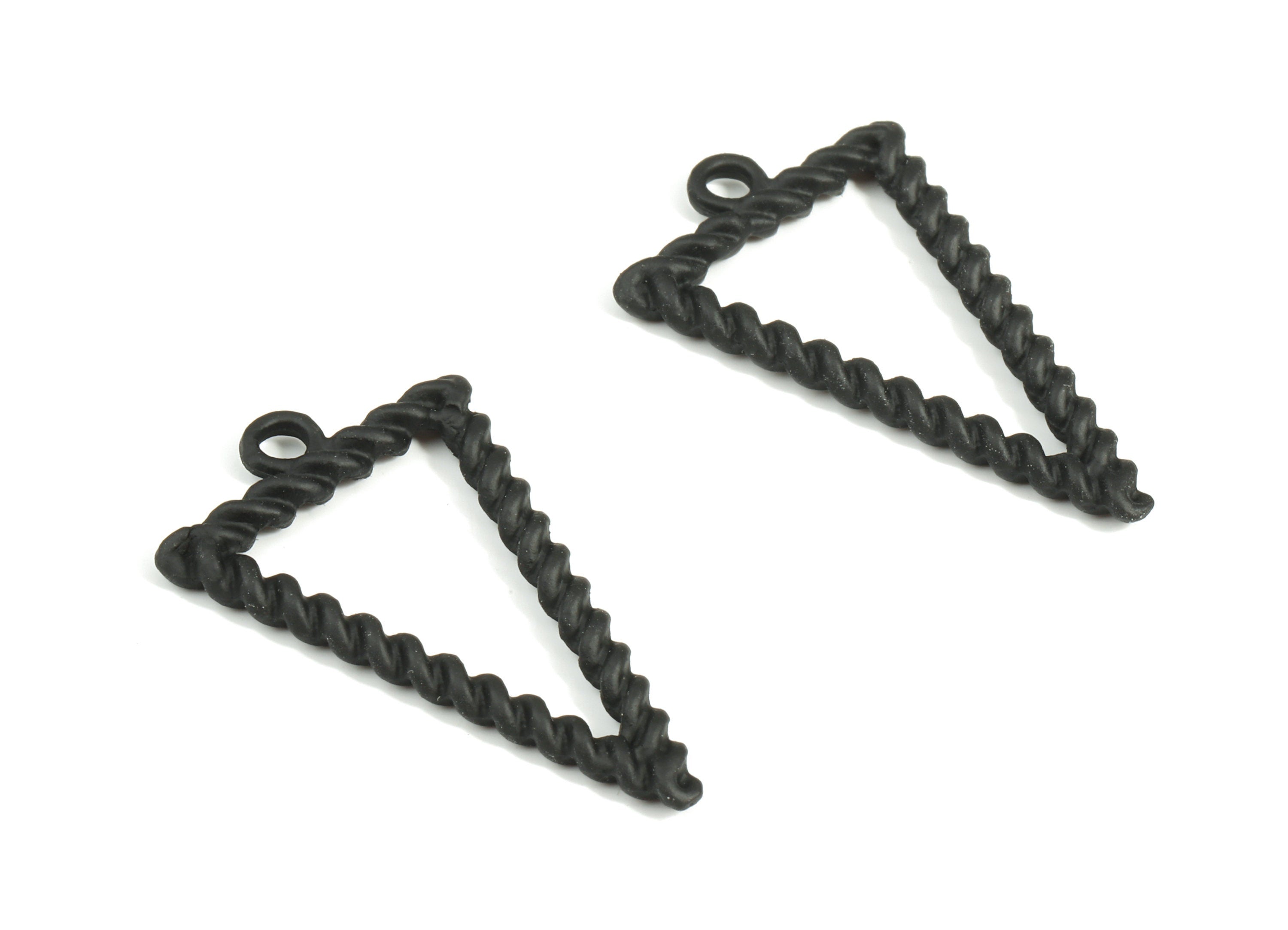 Alloy Triangle Earring Charms - Zinc Alloy Screw Triangle Pendant - Matte Black Tone Plated - Jewelry Supplies - 32.21x20.74x2.62mm - ZZ1672 - DOMEDBAZAAR