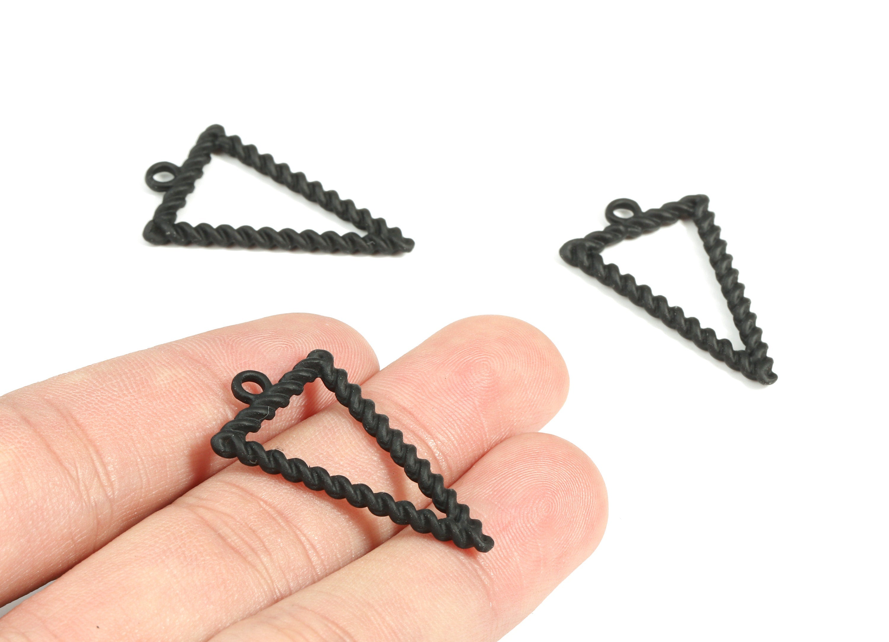 Alloy Triangle Earring Charms - Zinc Alloy Screw Triangle Pendant - Matte Black Tone Plated - Jewelry Supplies - 32.21x20.74x2.62mm - ZZ1672 - DOMEDBAZAAR