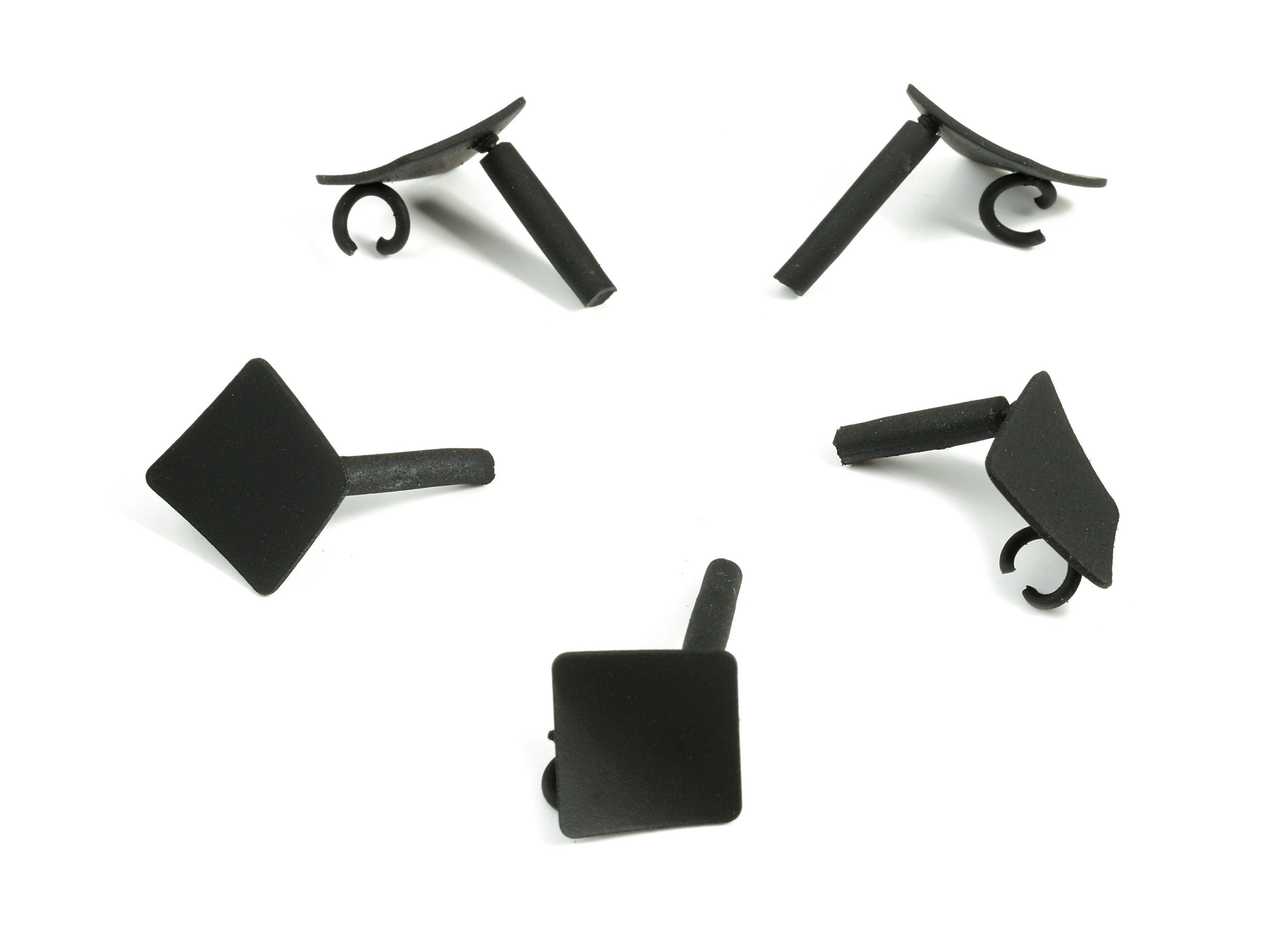 Alloy Square Stud Earring With Loop - Zinc Alloy Square Earring Post - Silver Stud - Matte Black Tone Plated - 11.48x11.48x0.82mm - ZZ1615 - DOMEDBAZAAR