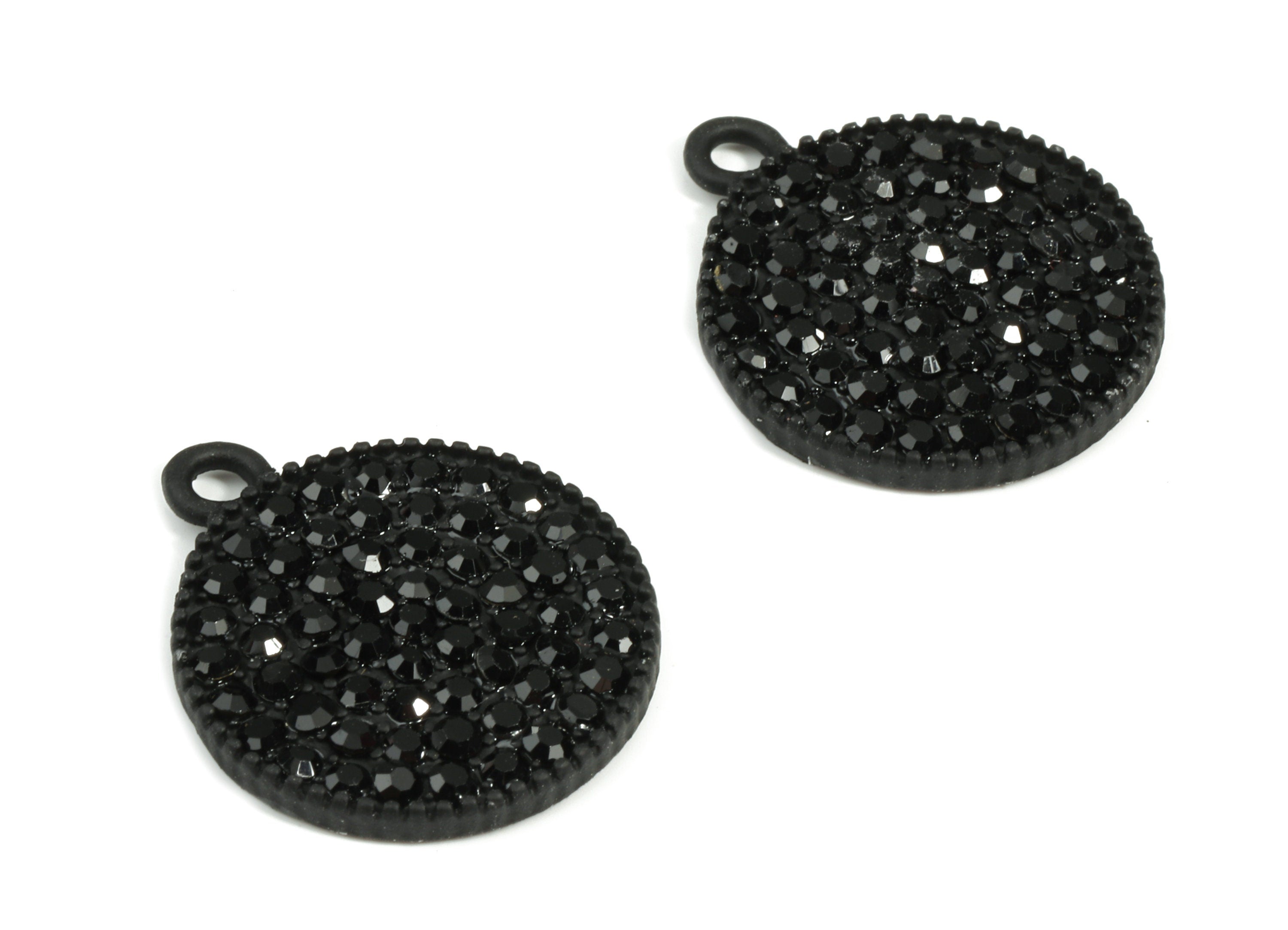Alloy Round Earring Charms With Glasses - Zinc Alloy Circle Pendant - Matte Black Tone Plated - Jewelry Supplies - 22.8x18.97x2.6mm - ZZ1632 - DOMEDBAZAAR