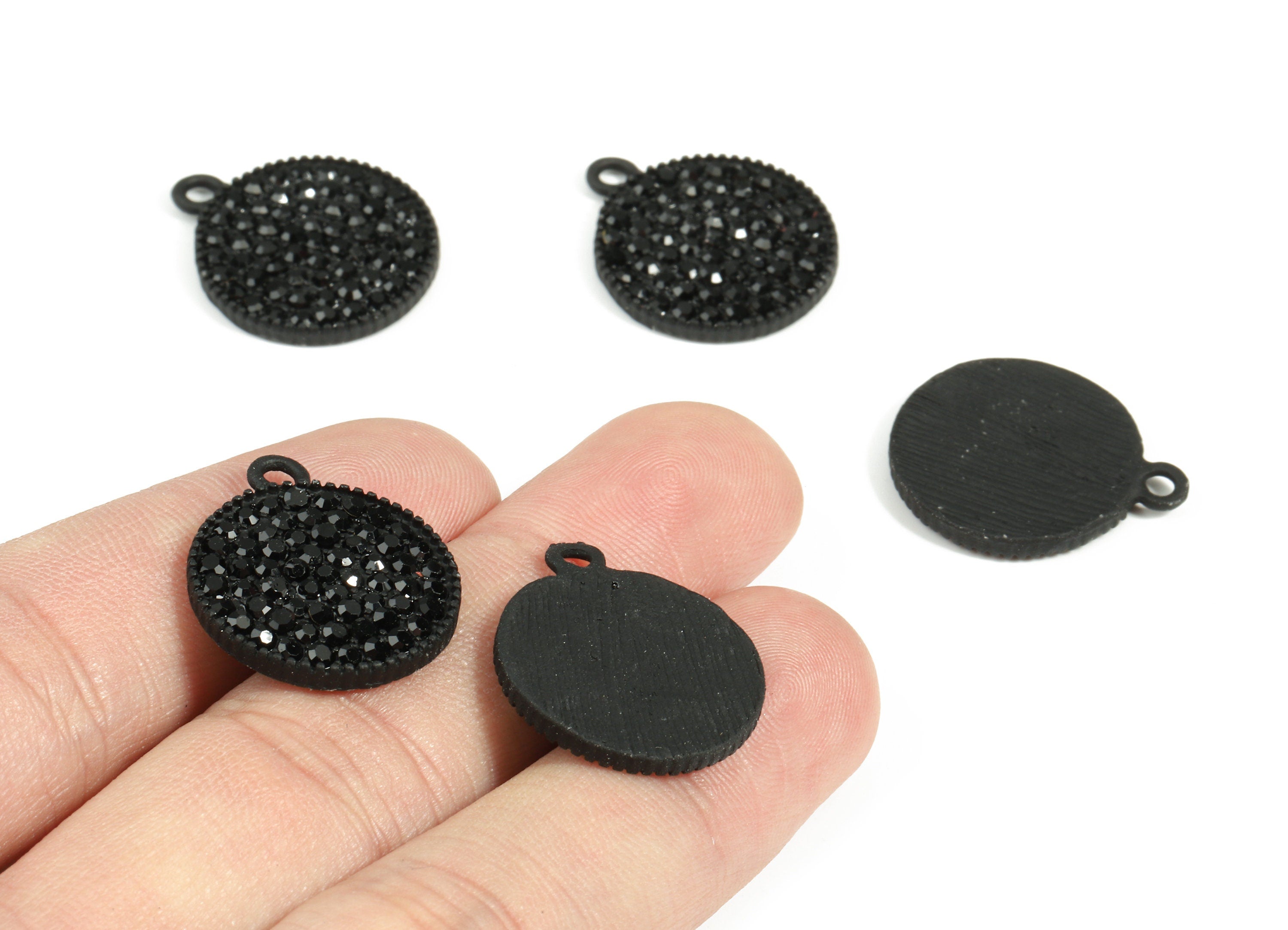 Alloy Round Earring Charms With Glasses - Zinc Alloy Circle Pendant - Matte Black Tone Plated - Jewelry Supplies - 22.8x18.97x2.6mm - ZZ1632 - DOMEDBAZAAR