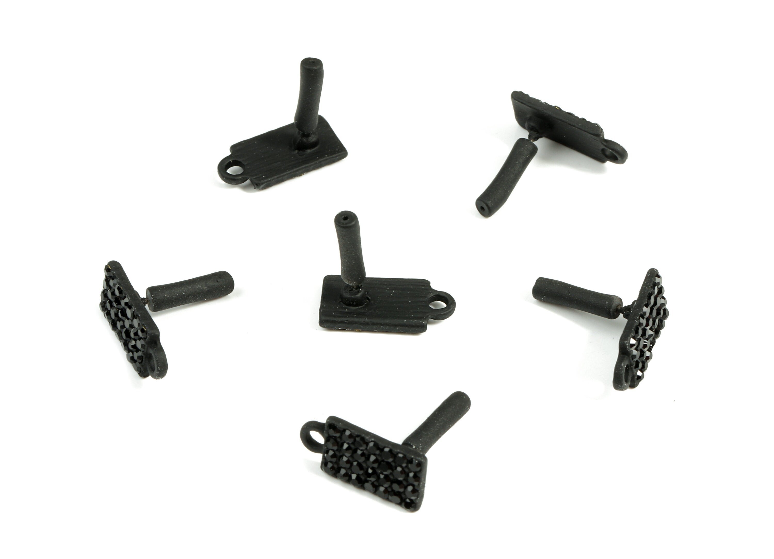 Alloy Rectangle Stud Earring With Glasses - Zinc Alloy Rectangle Earring Post With Loop - Matte Black Tone Plated - 14.88x7.2x1.8mm - ZZ1650 - DOMEDBAZAAR