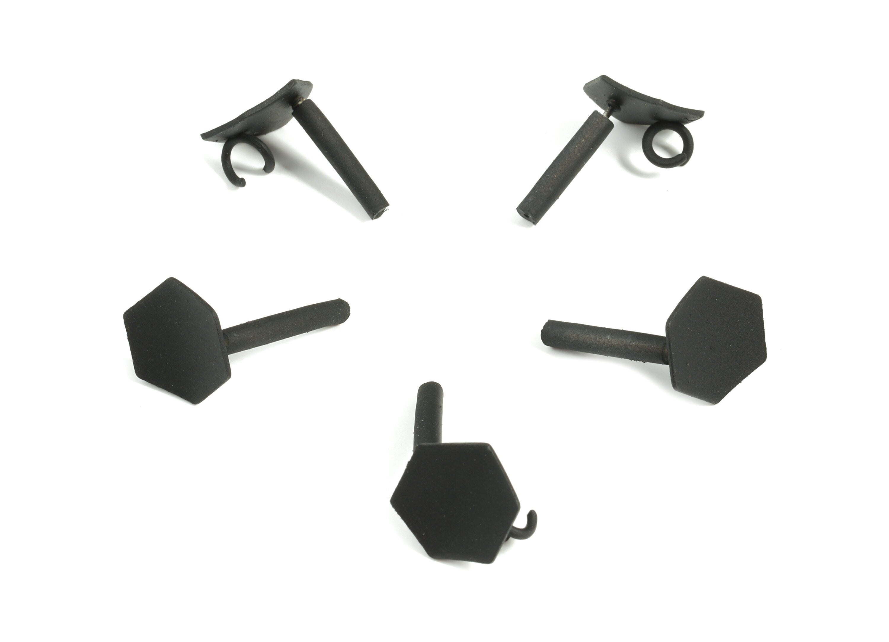 Alloy Hexagon Stud Earring With Loop - Zinc Alloy Hexagon Earring Post - Silver Stud - Matte Black Tone Plated - 11x11x1.02mm - ZZ1626 - DOMEDBAZAAR