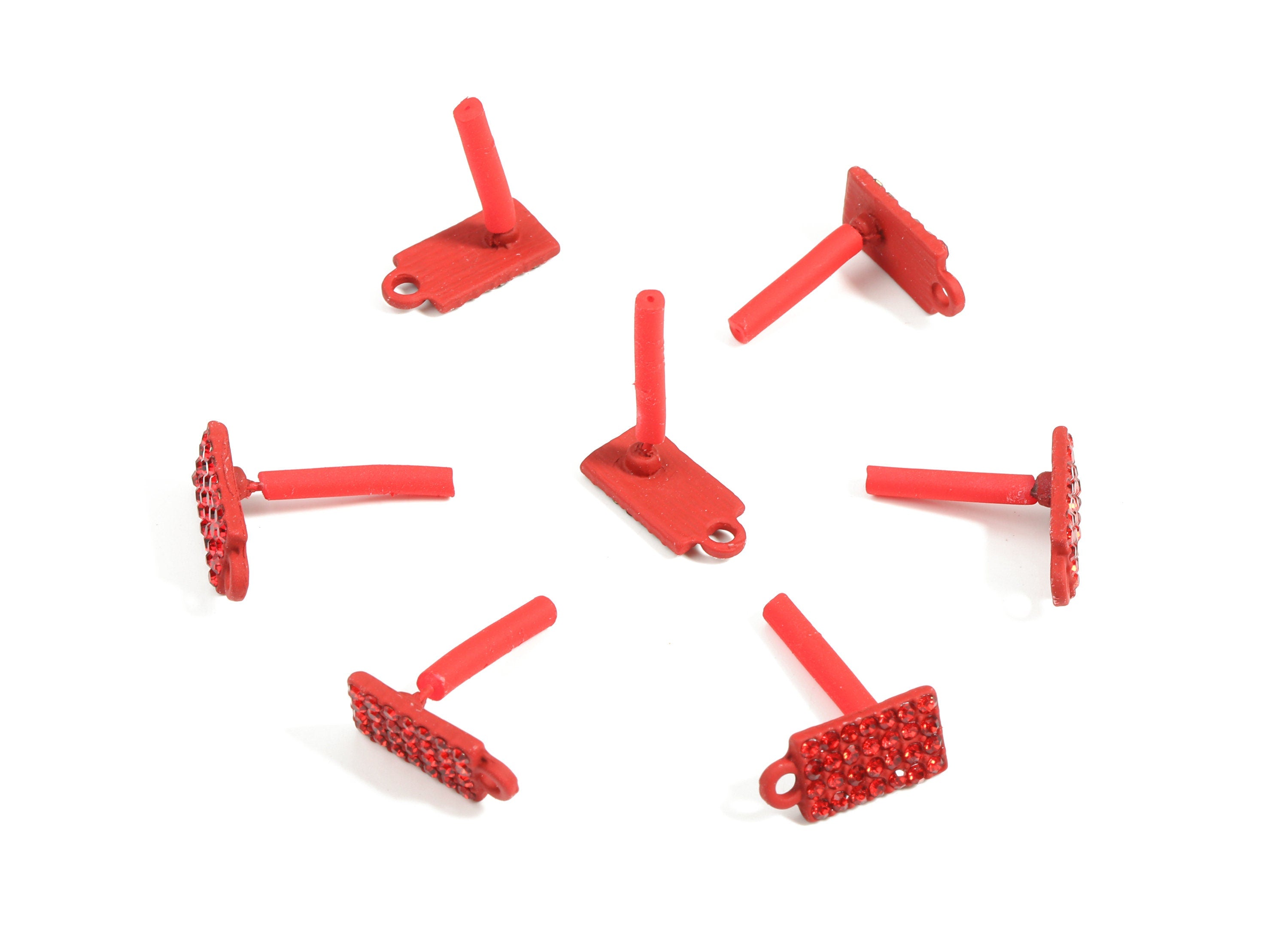 Alloy Rectangle Stud Earring With Glasses - Zinc Alloy Rectangle Earring Post With Loop - Matte Red Tone Plated - 14.88x7.2x1.83mm - ZZ1649 - DOMEDBAZAAR