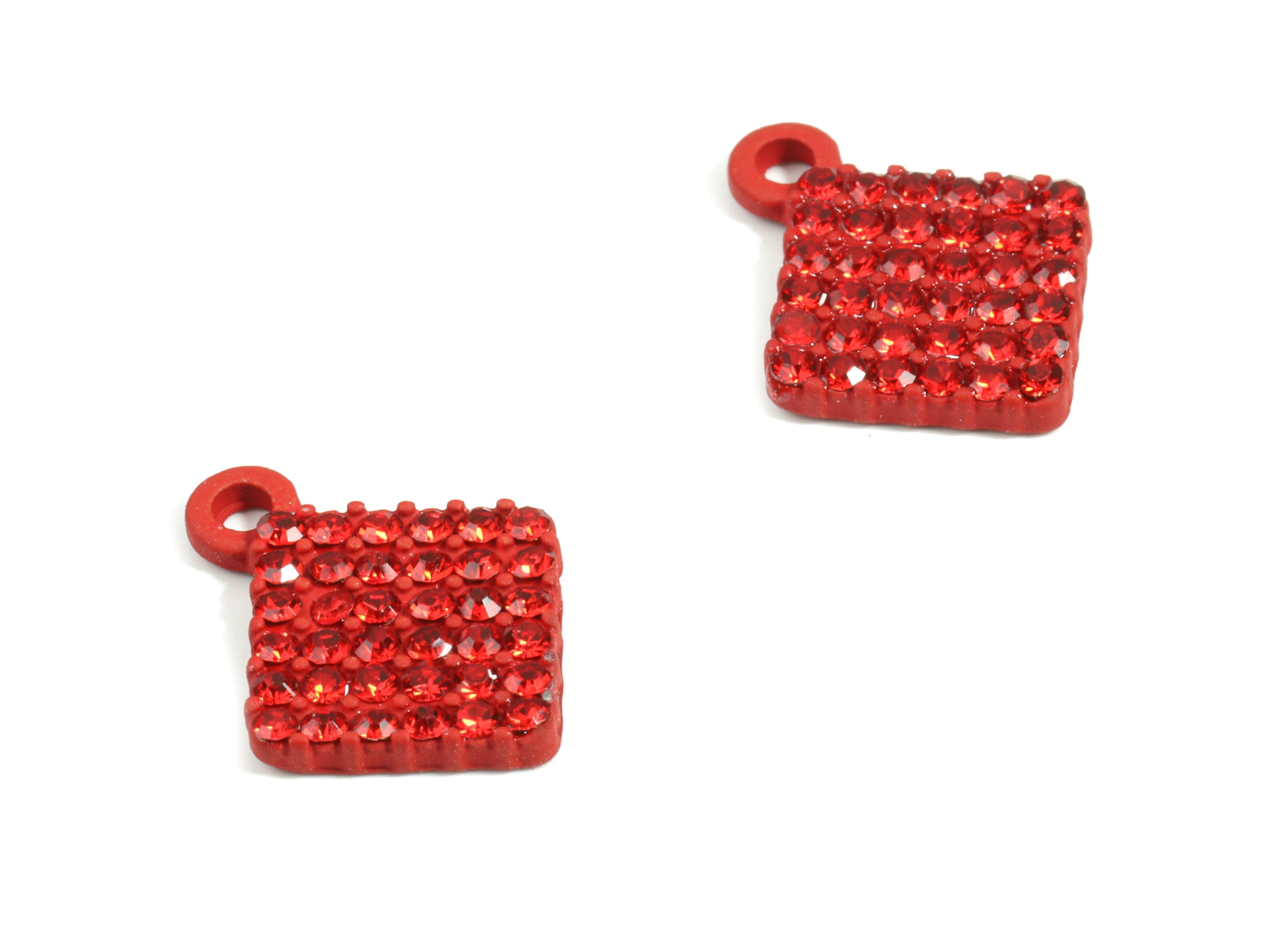 Alloy Square Earring Charms With Glasses - Zinc Alloy Square Pendant - Matte Red Tone Plated - Jewelry Supplies - 16.33x13.18x2mm - ZZ1633 - DOMEDBAZAAR