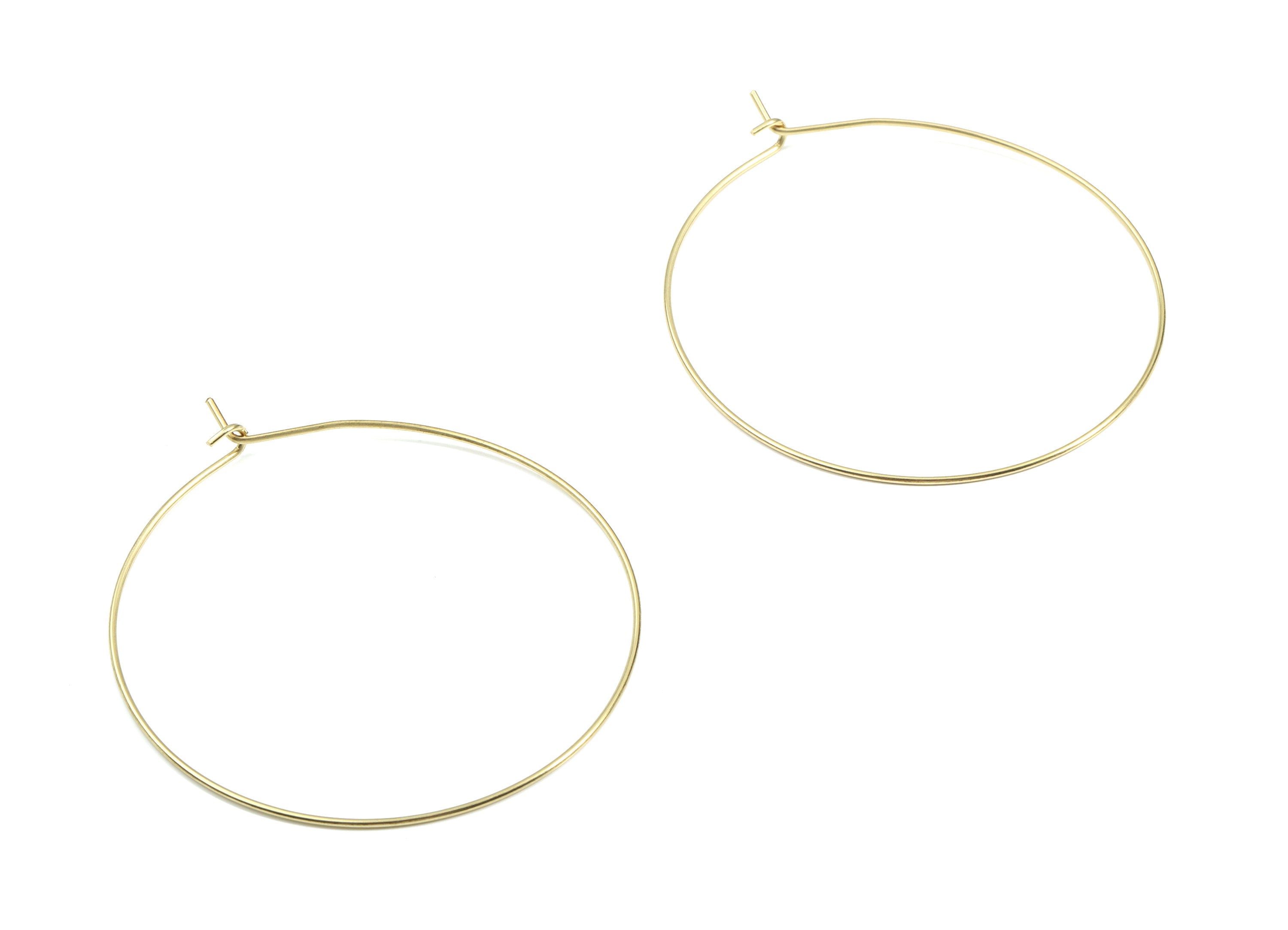 Brass Circle Earring Wire 50 - Raw Brass Earring Hoop - Earring Findings - Jewelry Supplies - 50x50x0.8mm - PP3538 - DOMEDBAZAAR