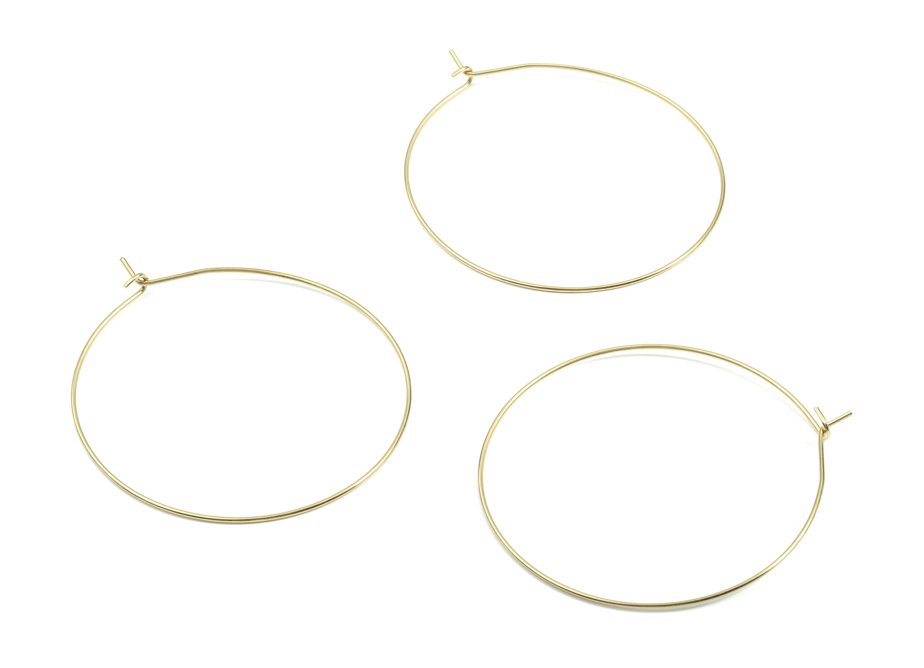 Brass Circle Earring Wire 50 - Raw Brass Earring Hoop - Earring Findings - Jewelry Supplies - 50x50x0.8mm - PP3538 - DOMEDBAZAAR