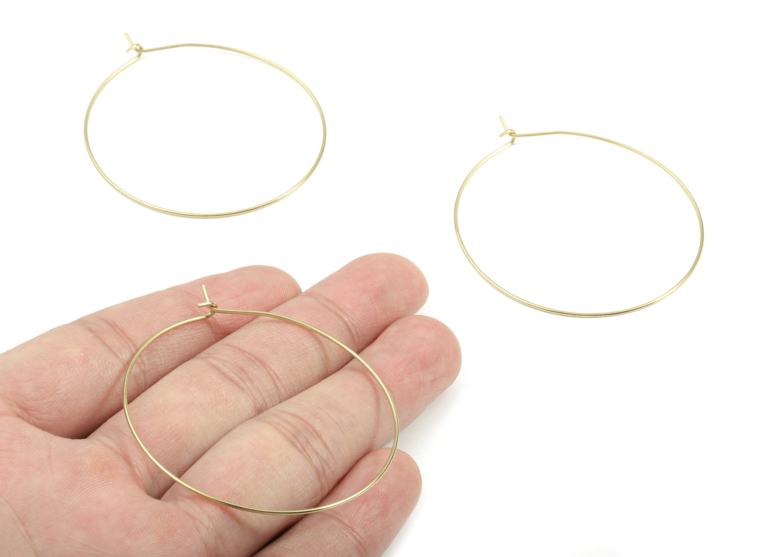 Brass Circle Earring Wire 50 - Raw Brass Earring Hoop - Earring Findings - Jewelry Supplies - 50x50x0.8mm - PP3538 - DOMEDBAZAAR