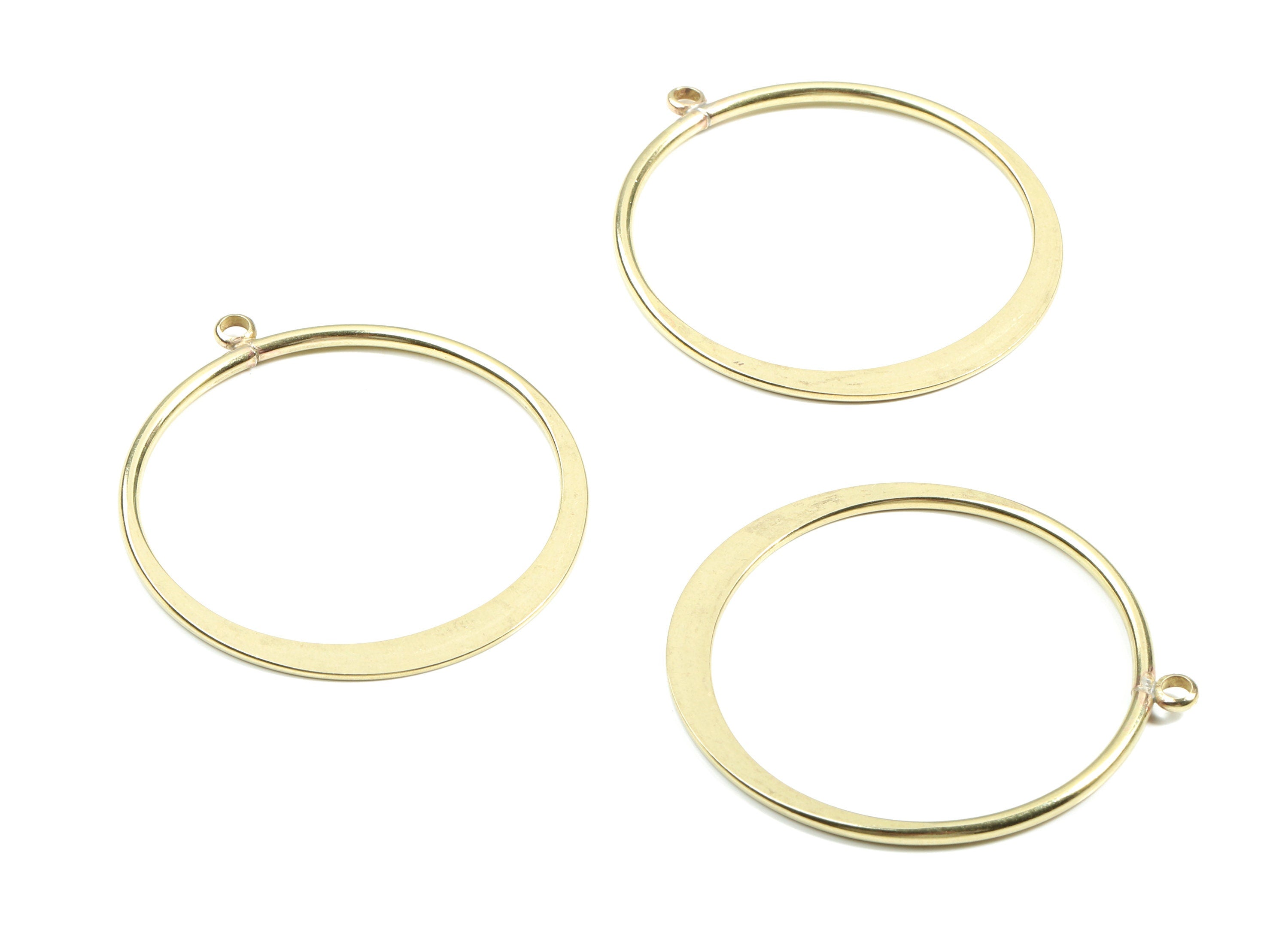 Brass Hammered Hoop Earring - Raw Brass Circle Pendant - Earring Findings - Jewelry Supplies - 44.62x40.2x2mm - PP3539 - DOMEDBAZAAR